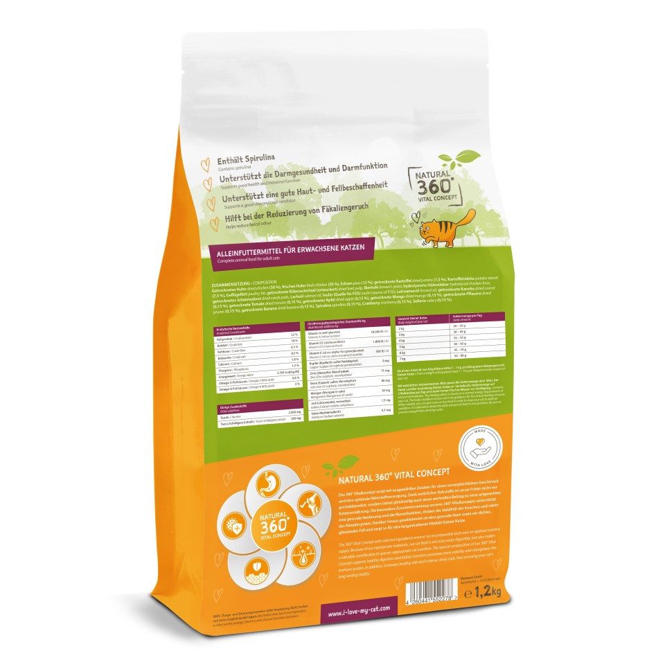 Bellfor I love my cat Trockenfutter für Katzen mit Huhn - 1,2 kg, für: Katzen