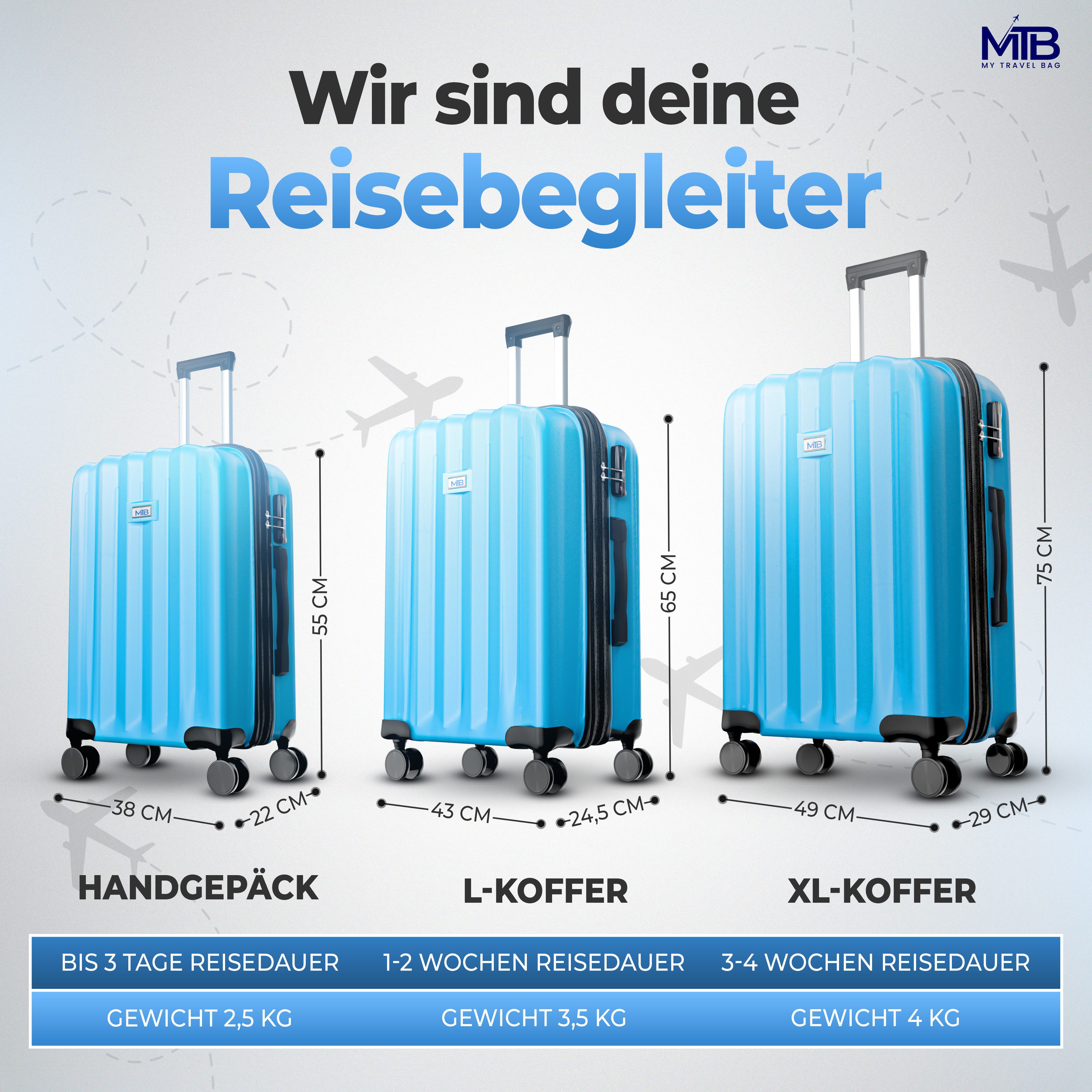 MTB Koffer Reisekoffer Rollkoffer Hartschalen Handgepäck günstig online kaufen