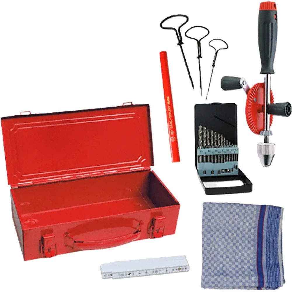 Corvus Spielwerkzeug Corvus Kinderwerkzeug Werkzeugset Metall Box 02 rot