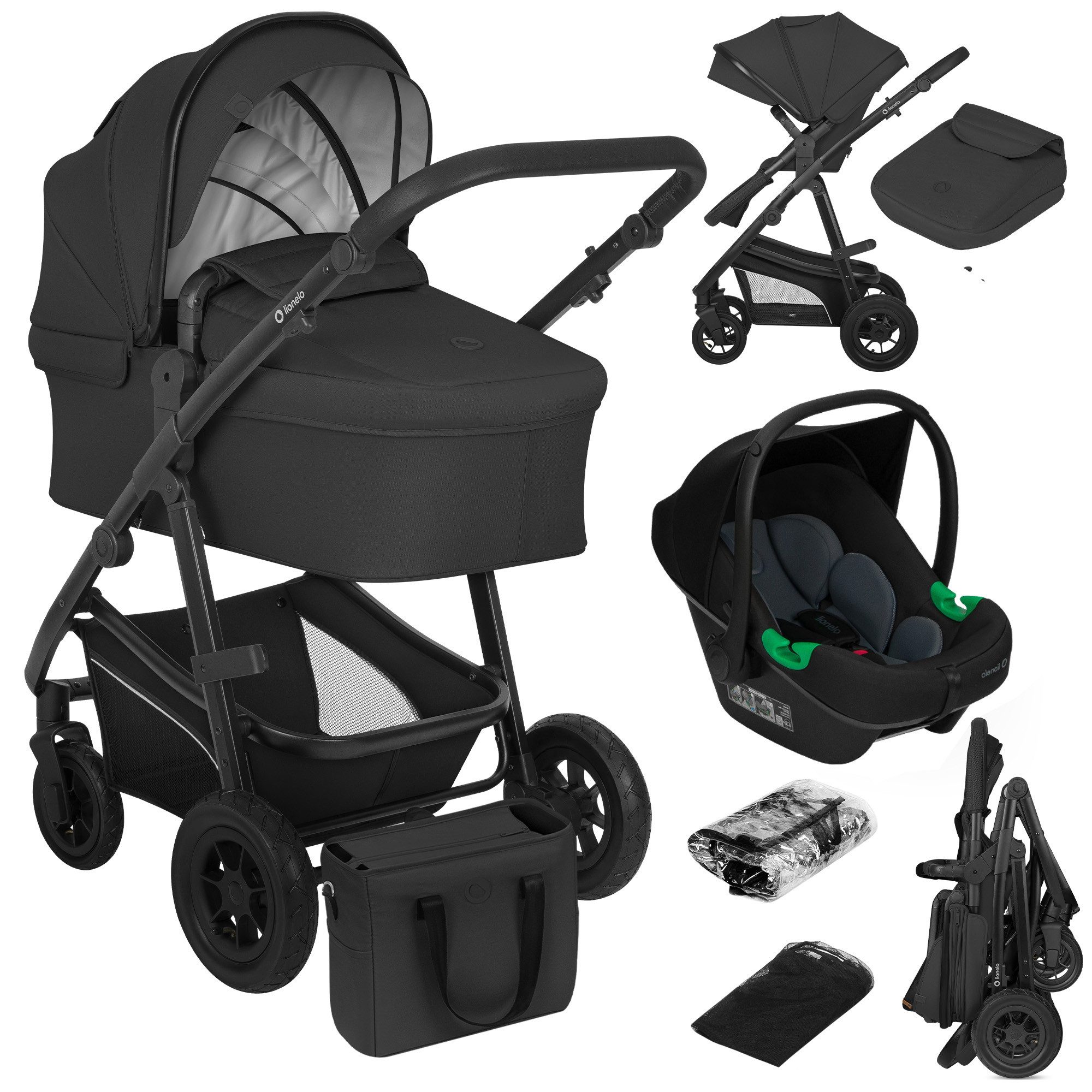 lionelo Kombi-Kinderwagen BIANKA 3 IN 1, (Set 3in1), Erschwinglicher, hochwertiger Kinderwagen