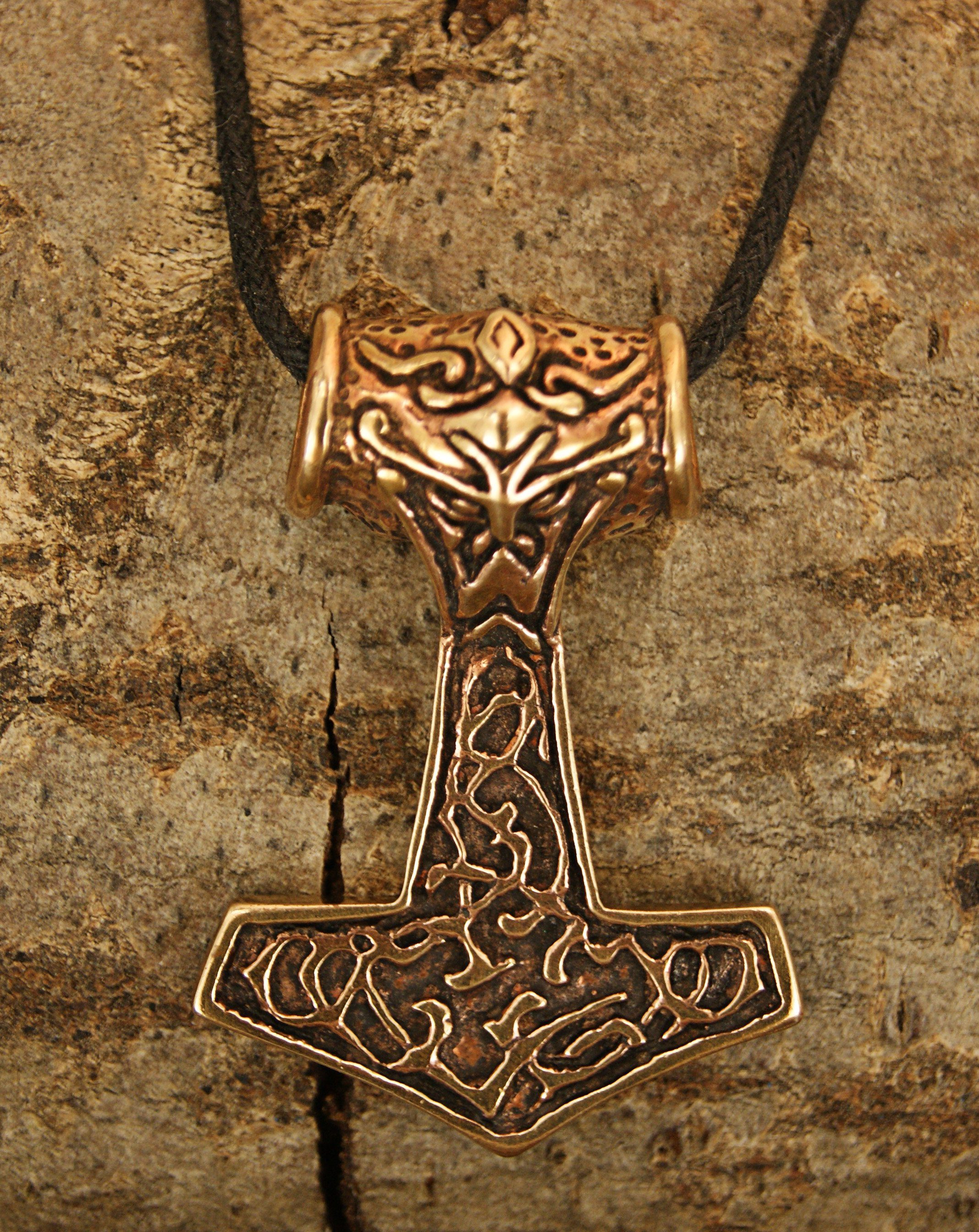of Kiss Thoranhänger Bronze Thor Thorshammer Leather Wikinger Nordisch Mjölnir Kettenanhänger