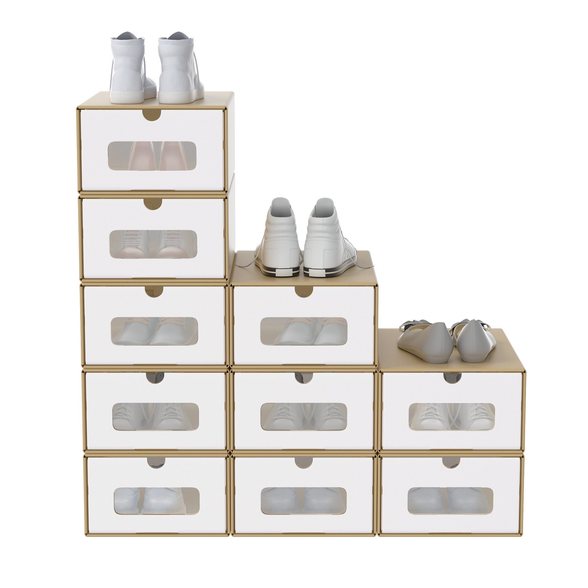 Schuhbox Stapelbar Schuhboxen mit Deckel & Transparent Sichtfenster Praktische