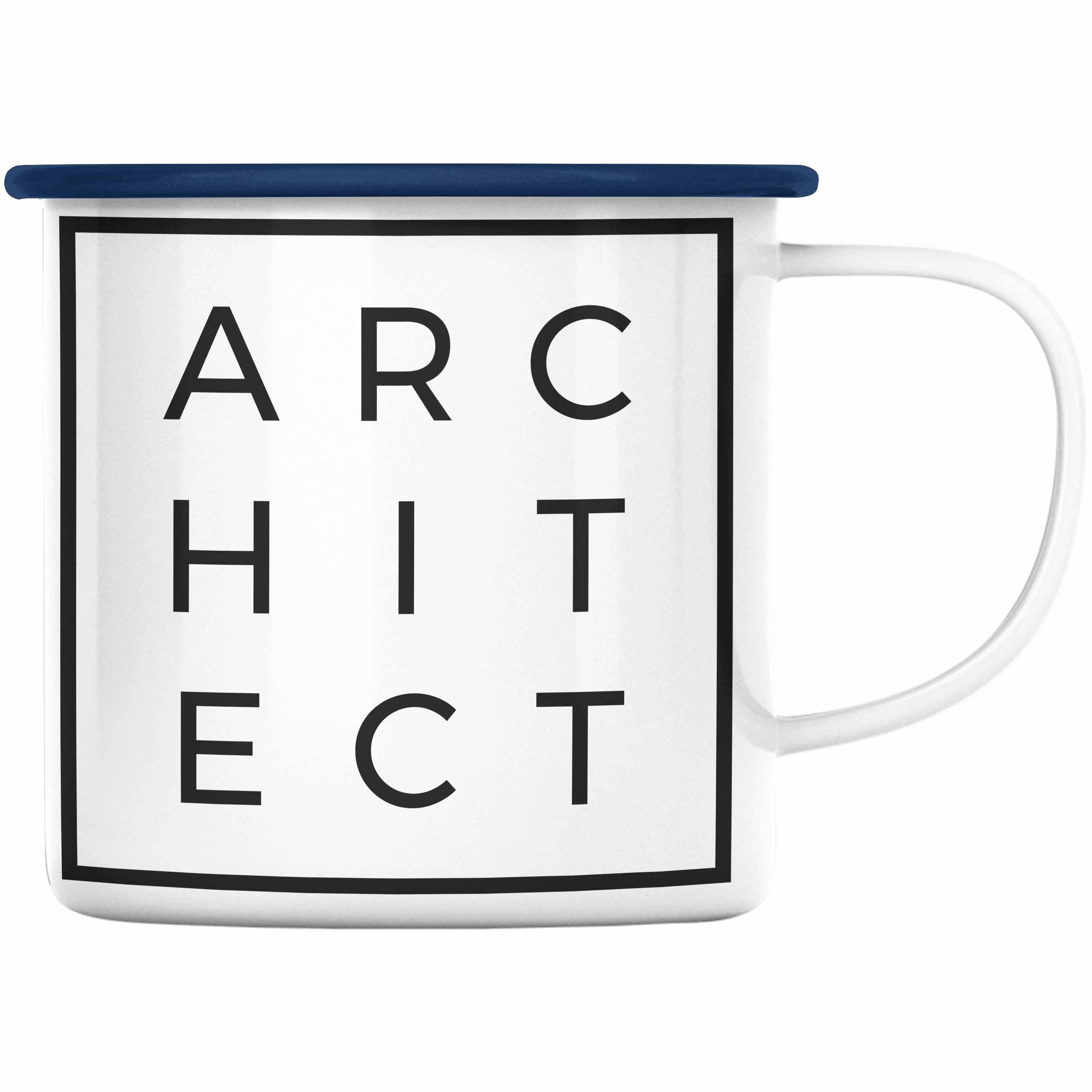 Trendation Thermotasse Trendation - Architekt Geschenke Emaille Tasse Lustig KaffeeEmaille Tasse mit Spruch Architektur Architekten Geschenkidee Spruch Sprüche Lustige Emaille Tasse Blau