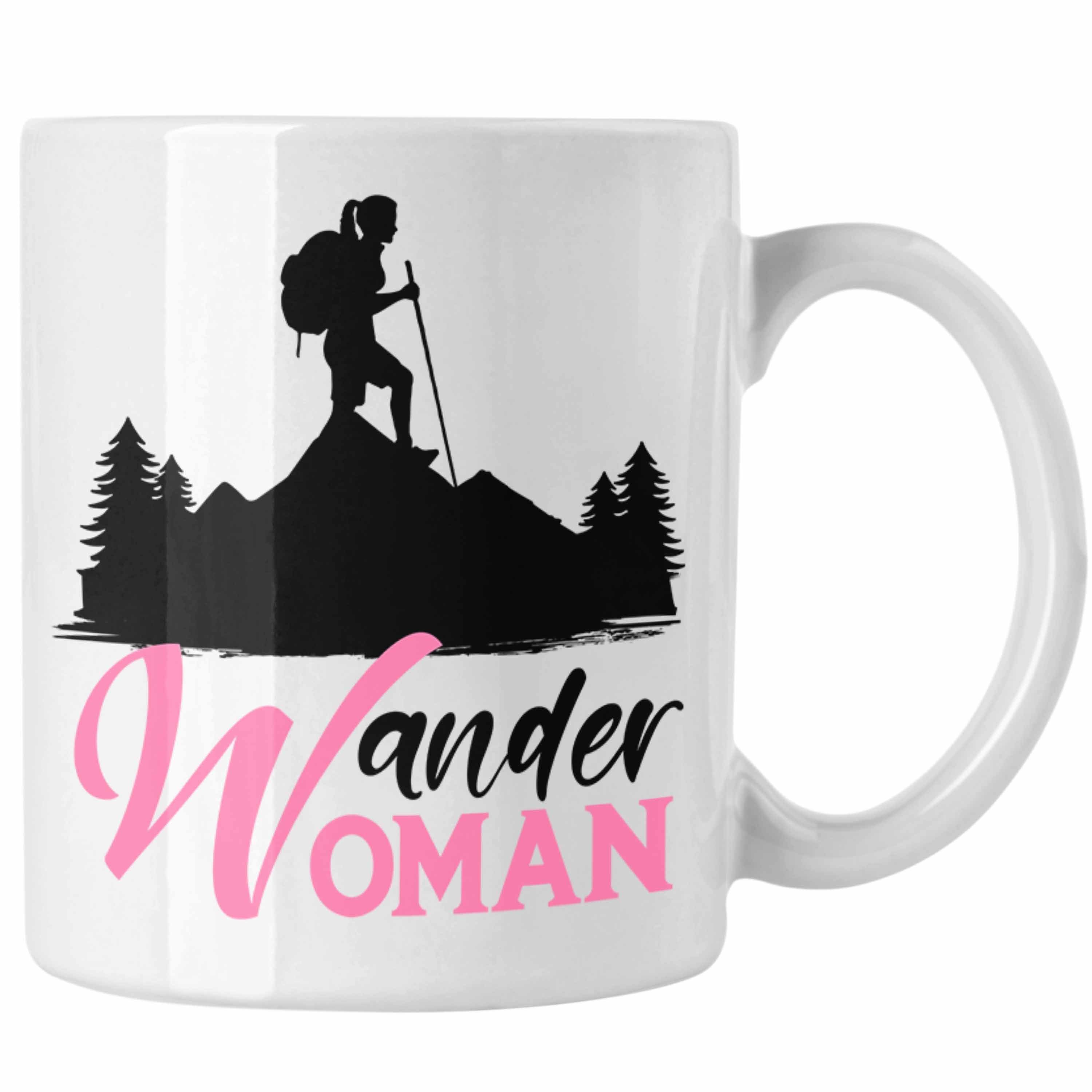 Trendation Tasse Trendation - Wander Woman Tasse Geschenk Wandern Frauen Geschenkidee Lustige Tasse zum Wandern Weiss