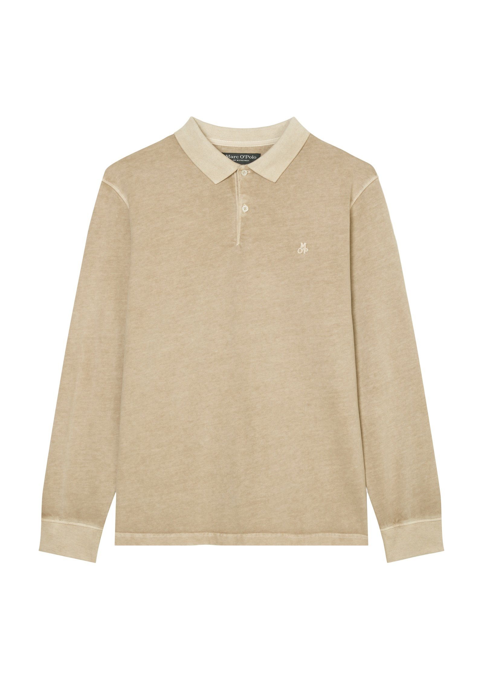 Soft-Touch-Jersey-Qualität O'Polo braun in Marc Langarm-Poloshirt