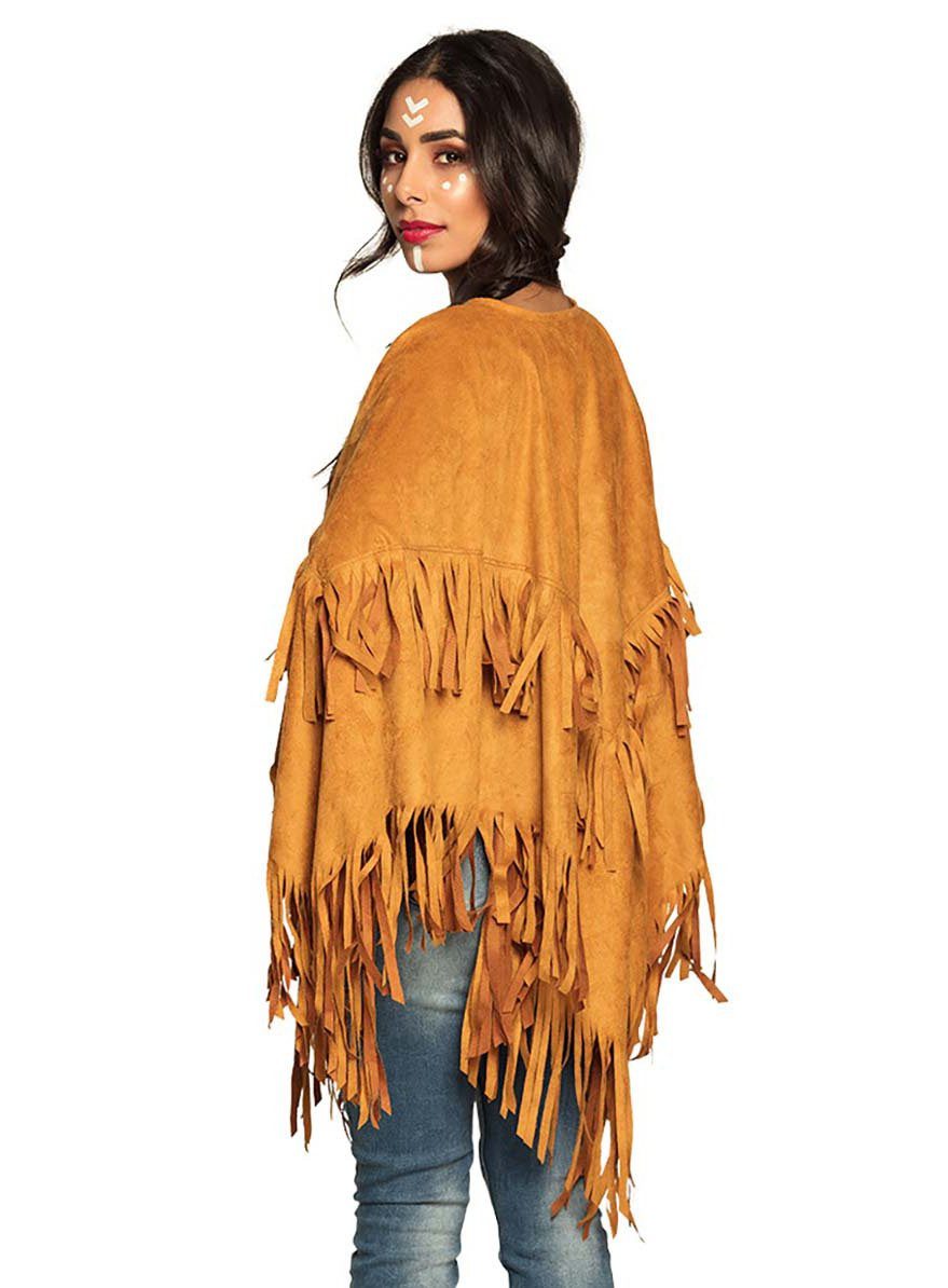 Boland Hippie-Kostüm Kunstleder Poncho mit Fransen - Fasching Kostüm, Hippi günstig online kaufen