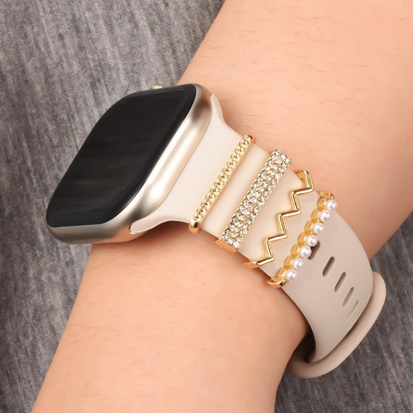 CoolGadget Smartwatch-Armband Schmuck Ringe Charms Uhren Deko Motiv Clips 21mm, Zubehör passend für alle Apple Watch und Samsung Galaxy Watch Modelle