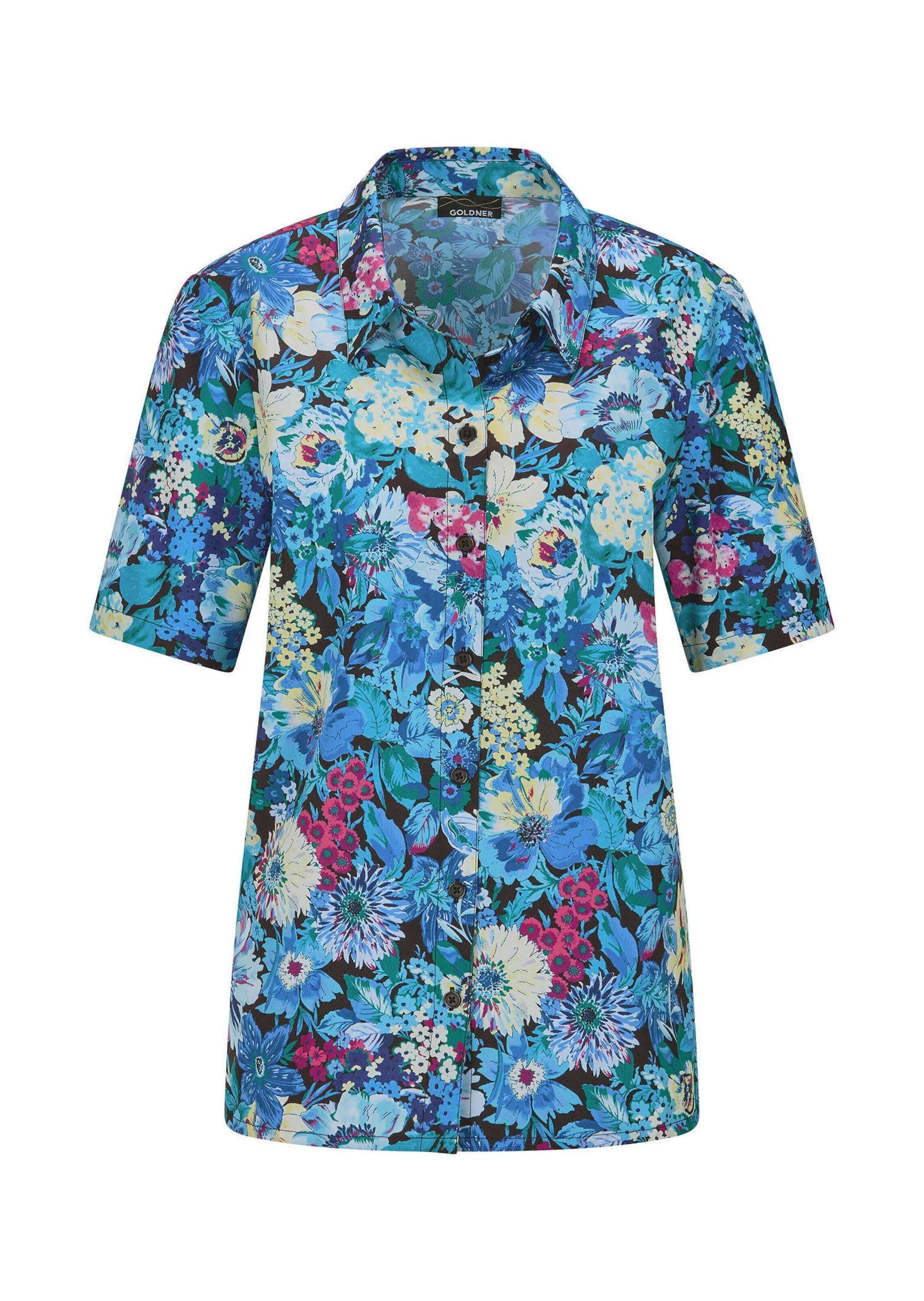 Hemdbluse Kurzgröße: Blusenshirt mit floralem Print