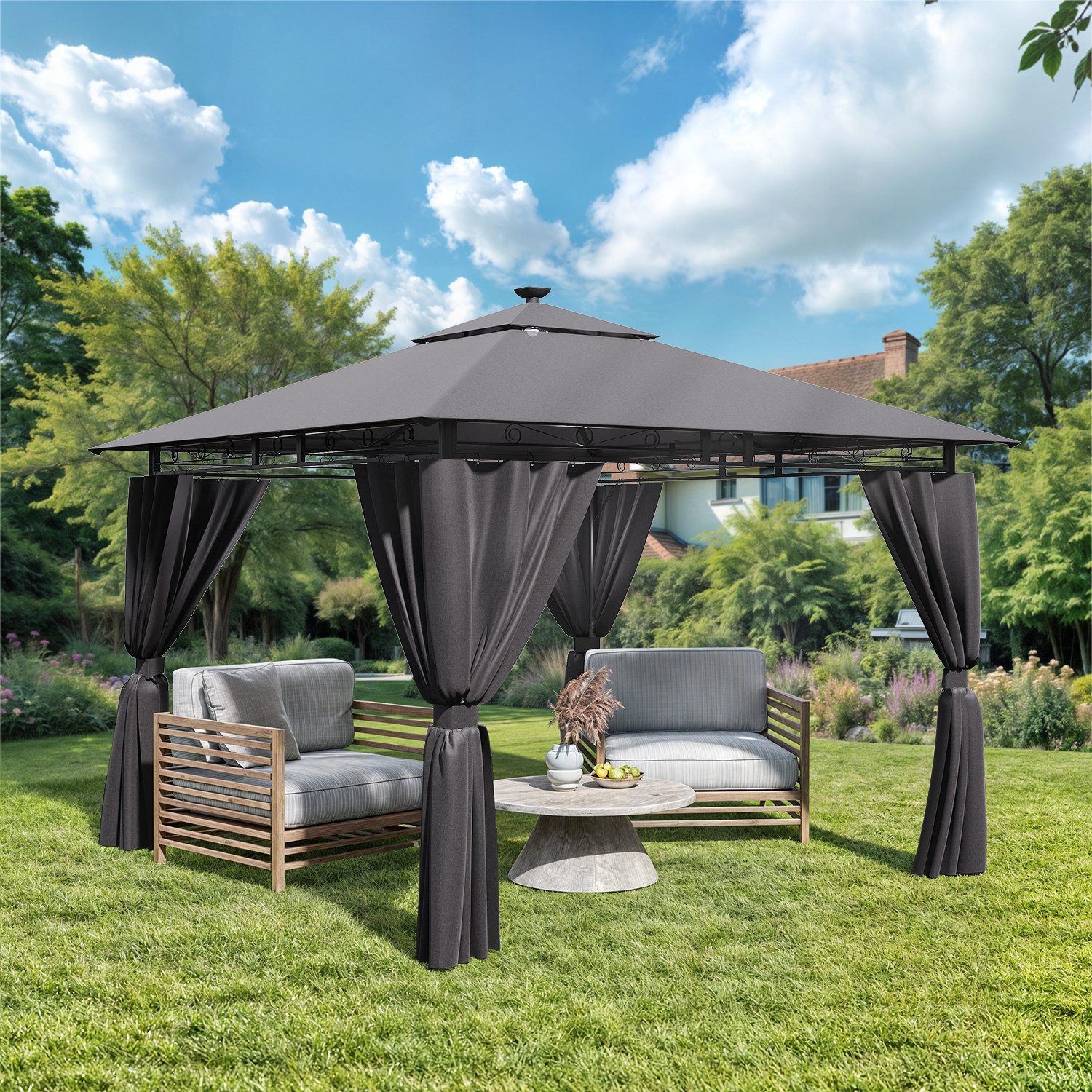 Furnicopia Pavillon Gazebo Partyzelt 3*3CM wasserdichter Gartenpavillon für günstig online kaufen
