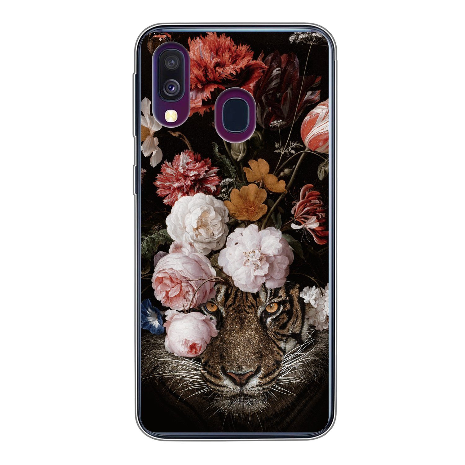 MuchoWow Handyhülle für Samsung Galaxy A40 Blumen - Jan Davidsz de Heem - Tiger - Gemälde, Smartphone-Bumper, Print, Handy Schutzhülle Dünn