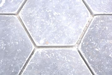 Mosani Bodenfliese Marmormosaik Mosaikfliesen hellgrau matt / 10 Mosaikmatten