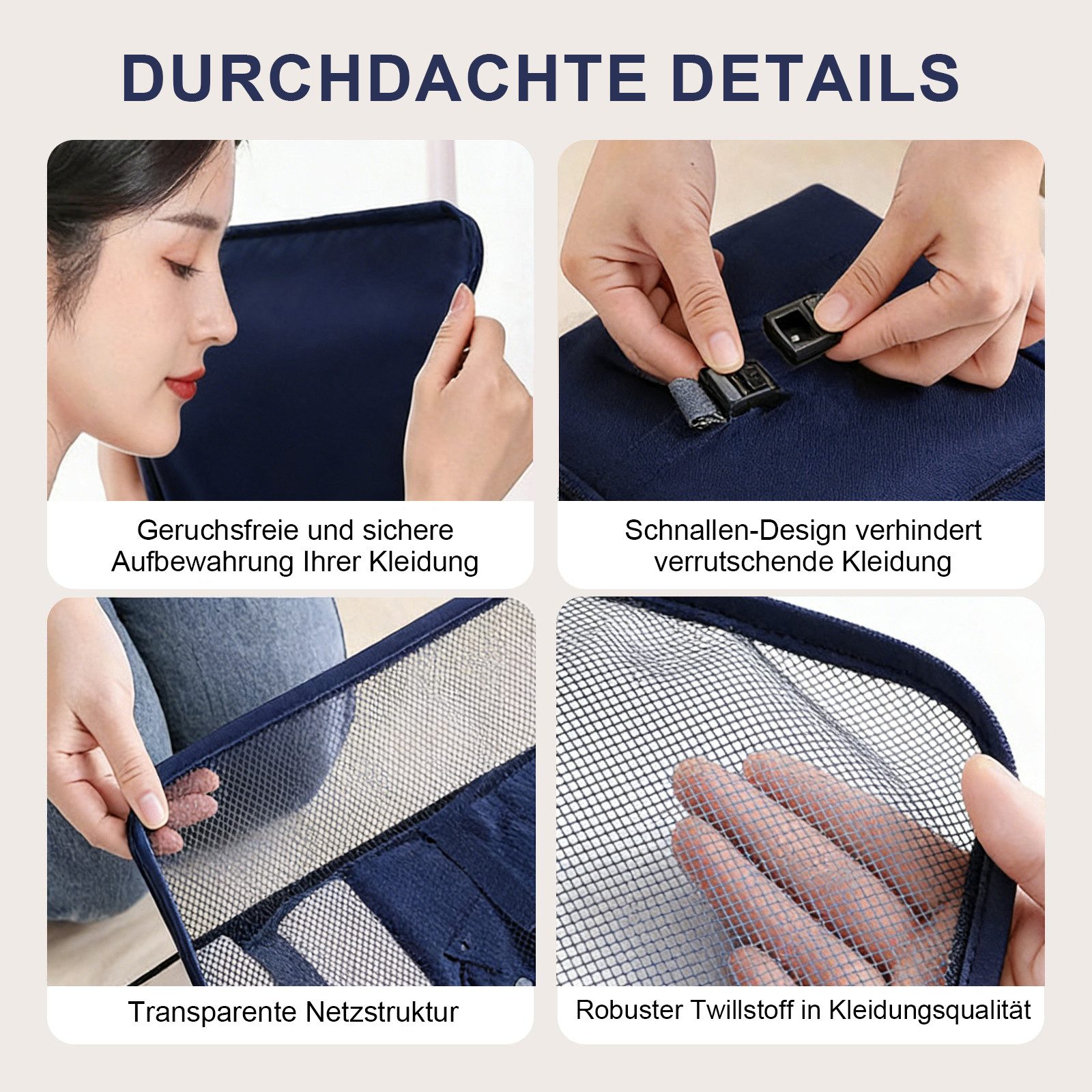 MOPUEA Kofferorganizer 8-teiliges Aufbewahrungstaschen-Set für Reisen, Leicht und kompakt (Set Reisetaschen Organizer, Aufbewahrungstaschen für Kleidung, Schuhe – Bild 5 von 5