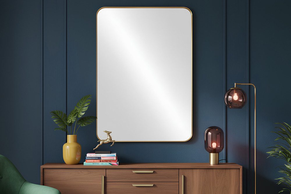 riess-ambiente Wandspiegel AMSTERDAM 100cm gold – Aluminium, modern, horizontal & vertikal (Einzelartikel, 1-St), Spiegel für mehr Licht & Weite – ideal für Wohn- oder Schlafzimmer