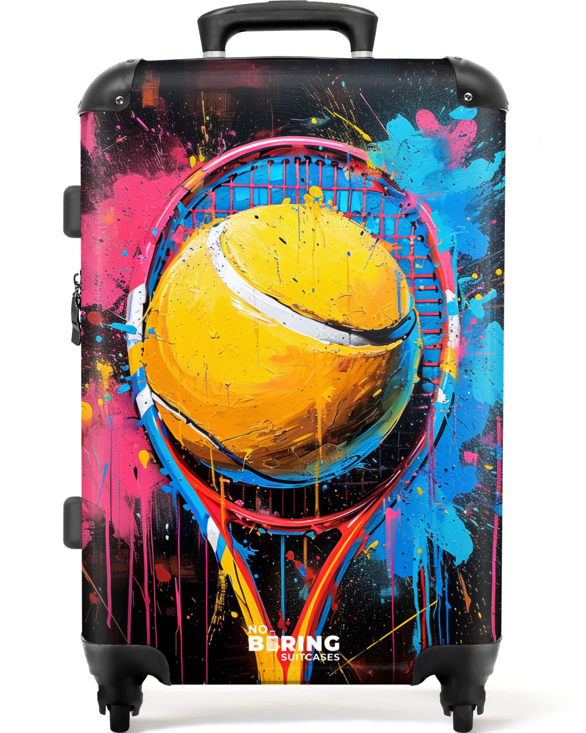 NoBoringSuitcases.com© Hartschalen-Trolley Graffiti-Tennisschläger mit Ball günstig online kaufen