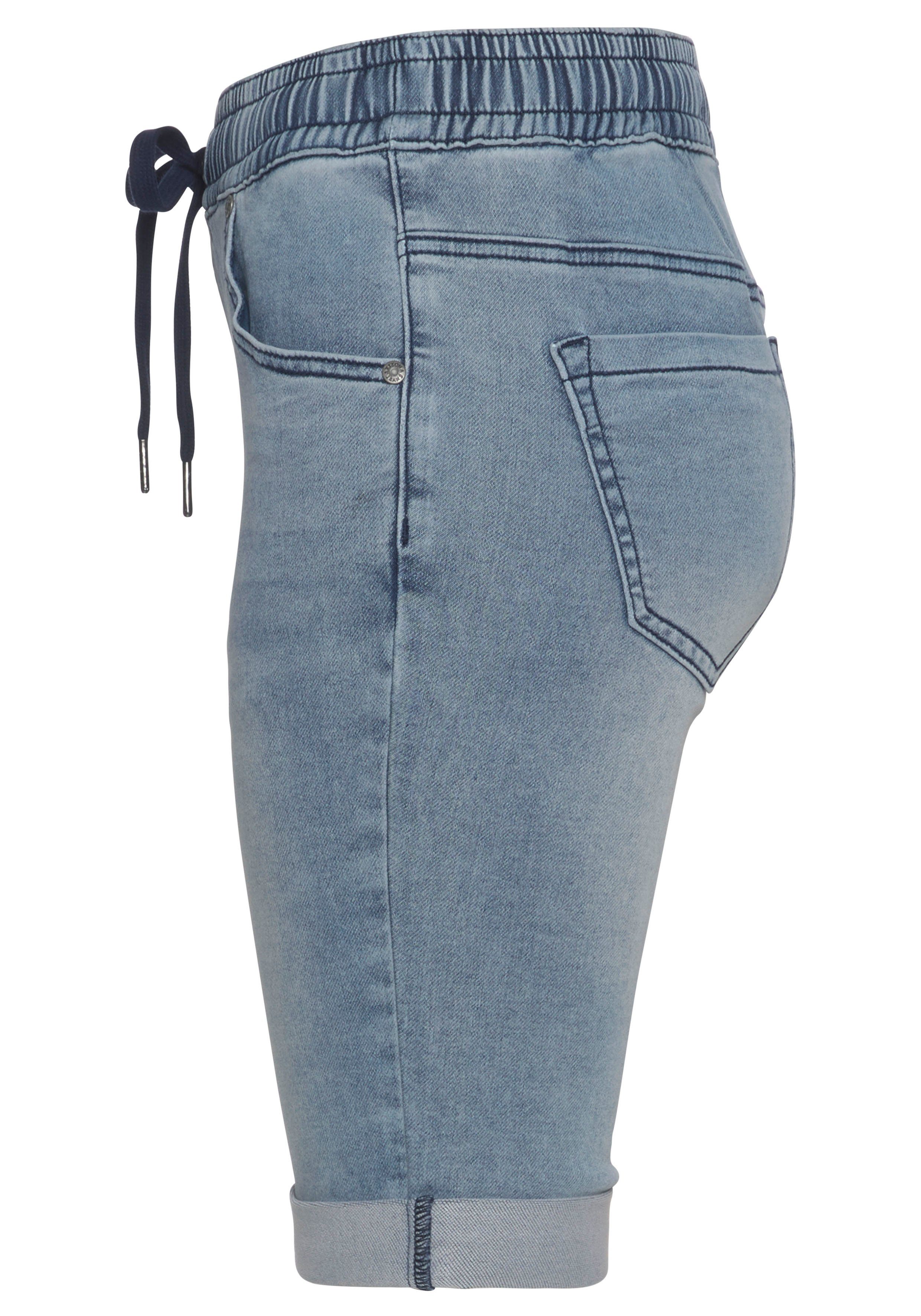 Arizona Jogg-Jeansbermudas hohe Leibhöhe, krempelbare Beinabschlüsse, Used-Look
