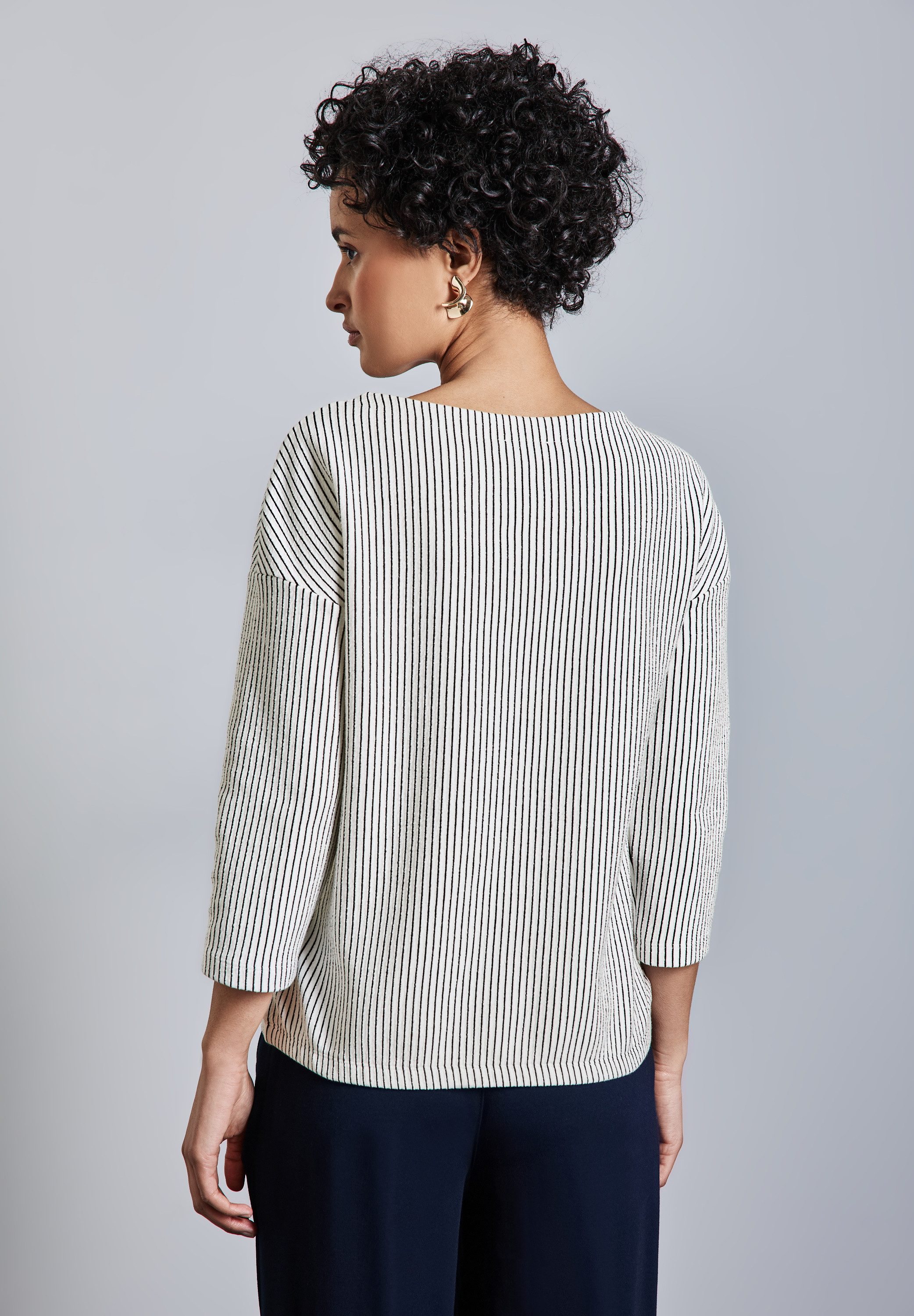 STREET ONE 3/4 Arm-Pullover mit Streifenmuster günstig online kaufen