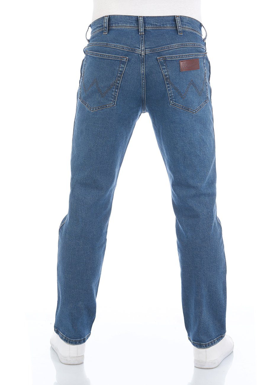Wrangler Straight-Jeans Denim (WSS1X5147) Regular Stretch mit Stretch Island Herren Texas Jeanshose Green Hose Fit
