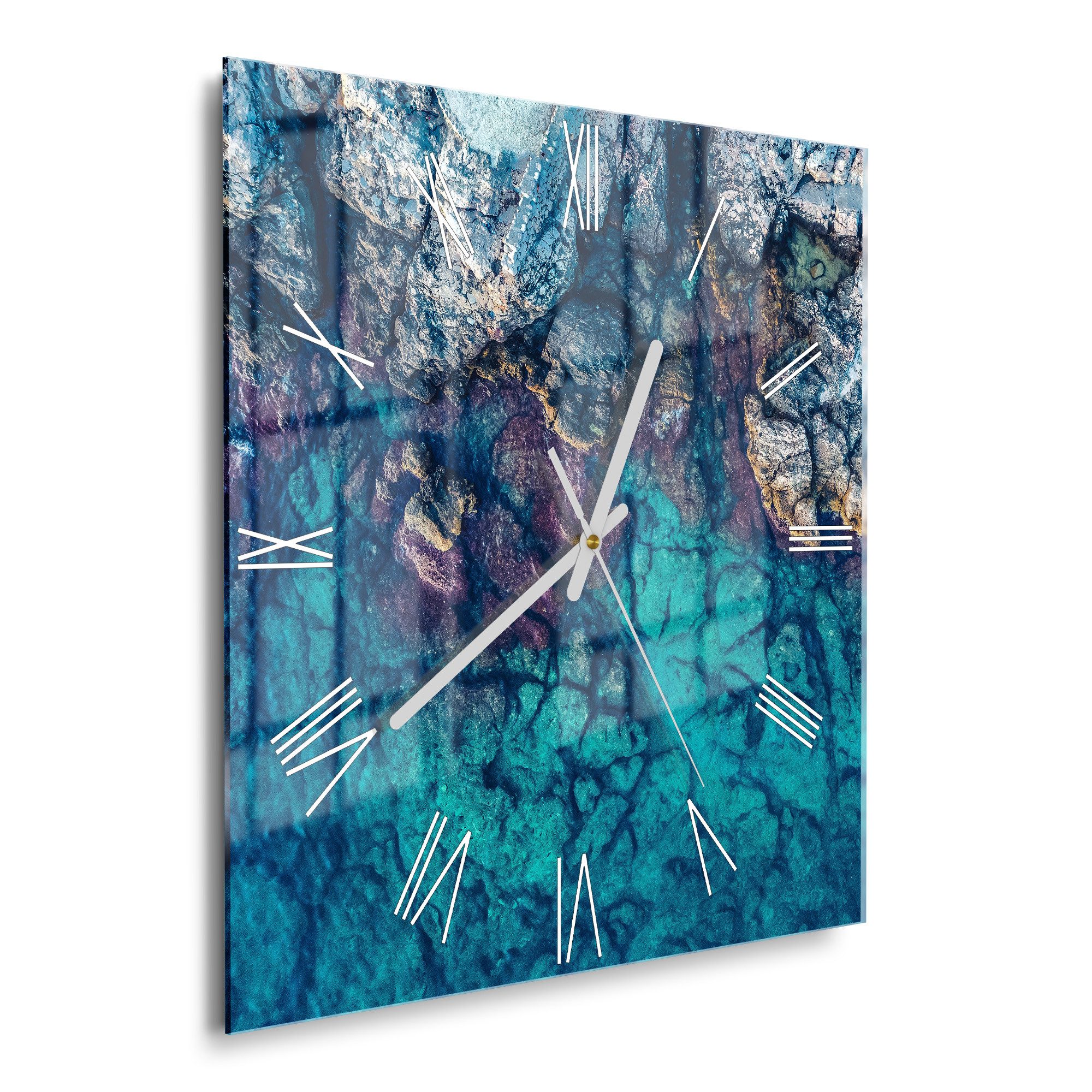 DEQORI Wanduhr 'Küstenfarbenspiel' (Glas Glasuhr modern günstig online kaufen