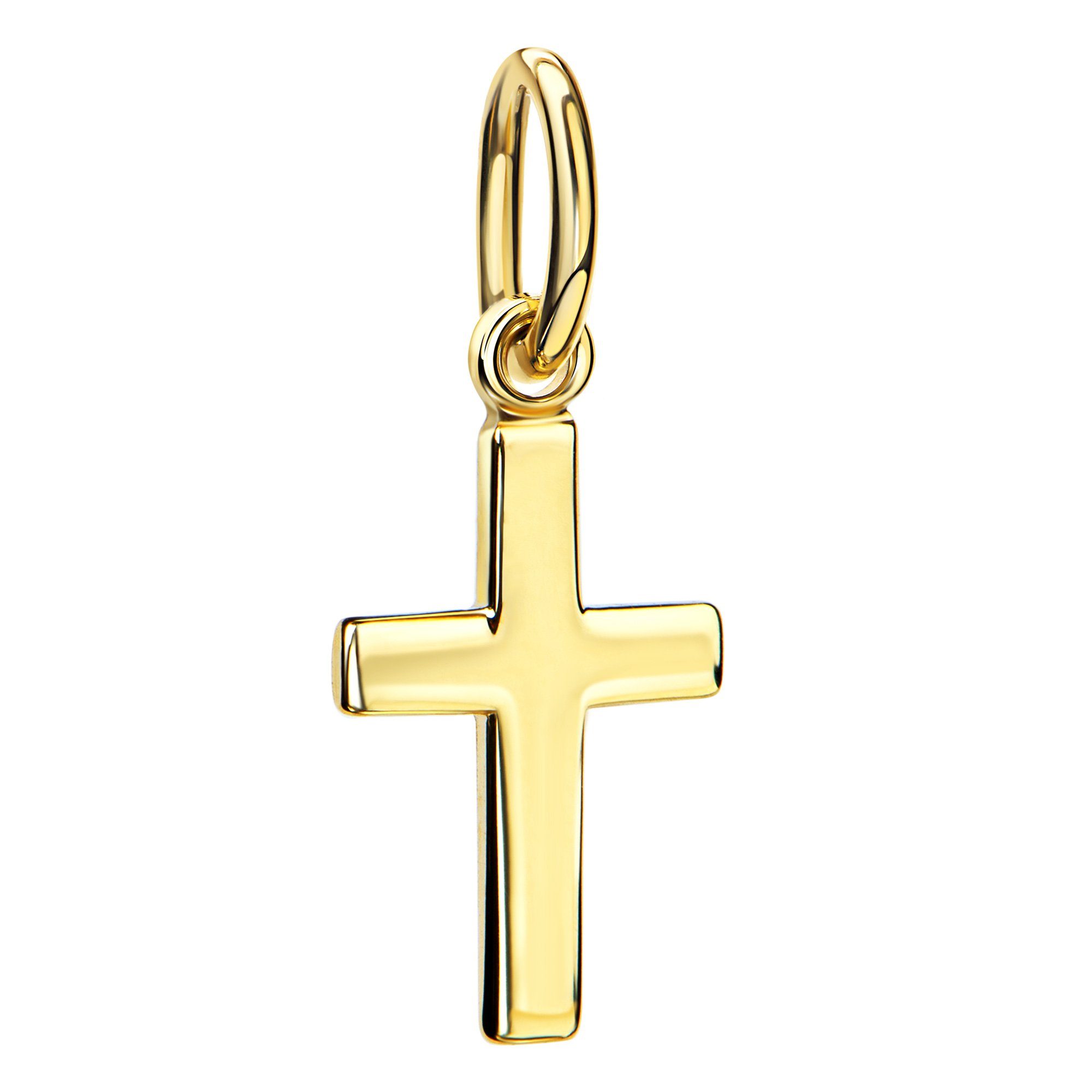 JEVELION Kettenanhänger Kleiner Kreuz-Anhänger 333 Gold (Goldkreuz, für Damen und Kinder), Taufkreuz Kreuz - Made in Germany