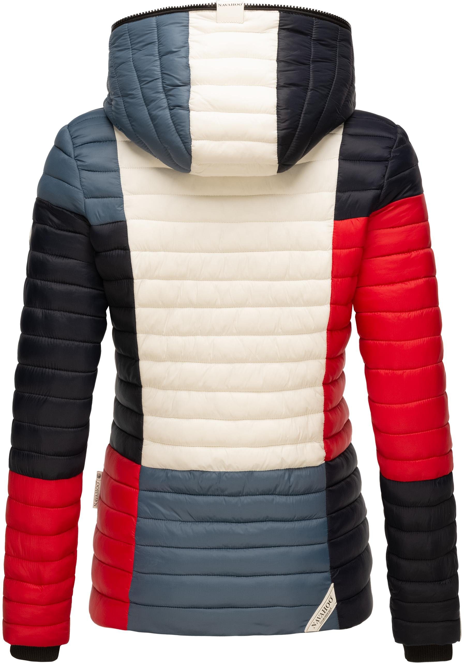 Navahoo Steppjacke Multikulti stylische Colorblocking Übergangsjacke m. Kapuze