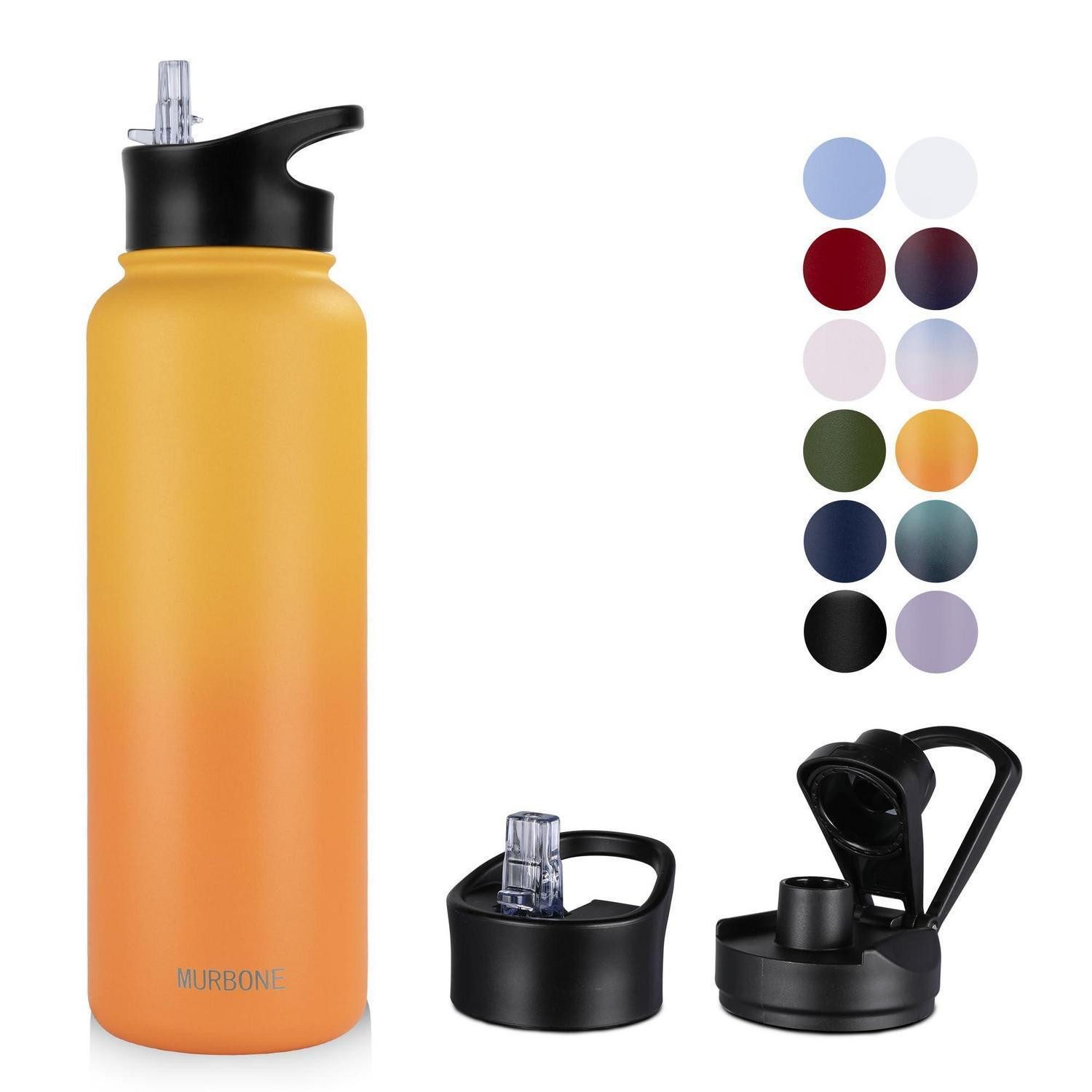 LuxusKollektion Thermoflasche Edelstahl Trinkflasche 1.2L mit Strohhalm