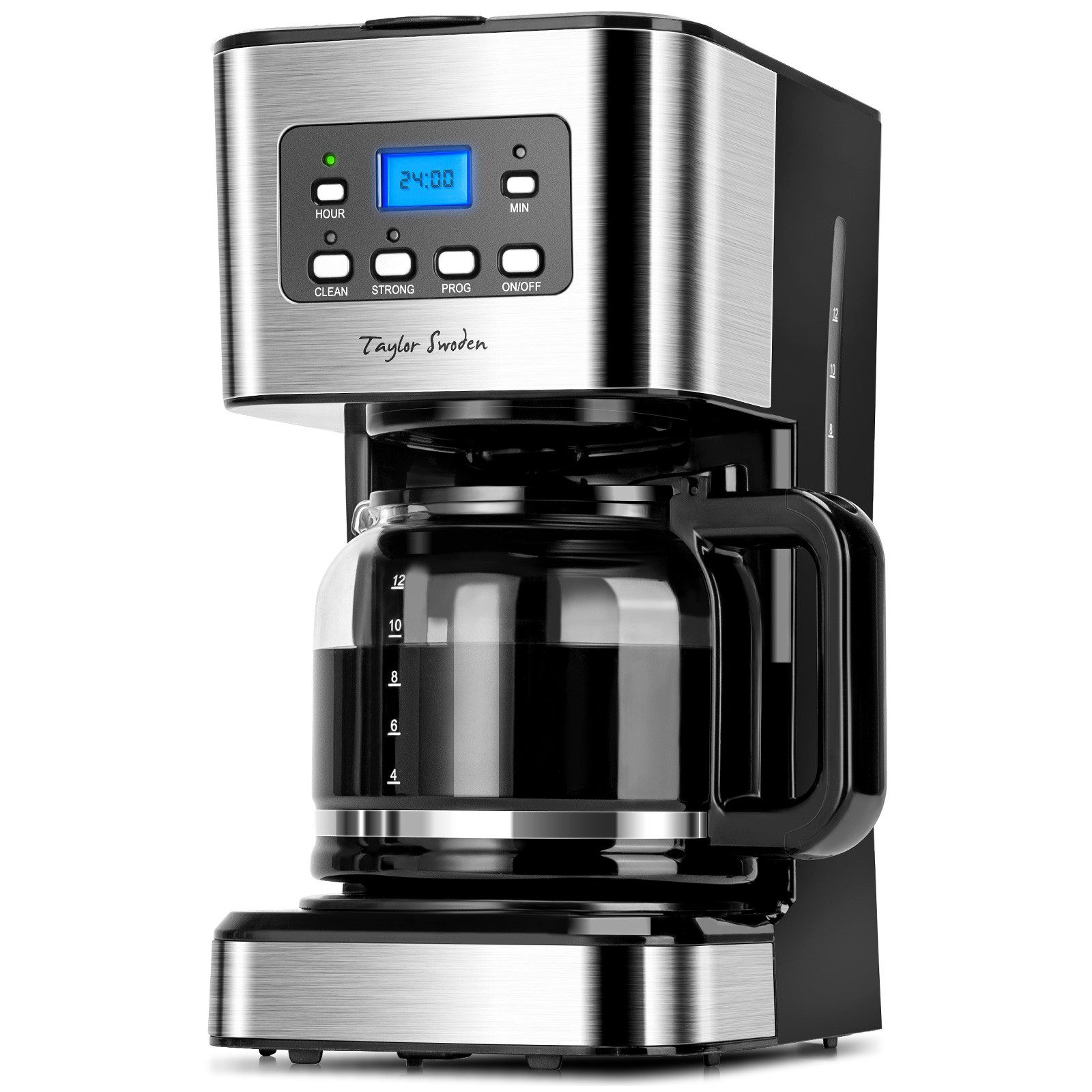 Taylor Swoden Filterkaffeemaschine 950W Filterkaffeemaschine mit Timer,1.5L, 12 Tassen, 1.5l Kaffeekanne, Korbfilter