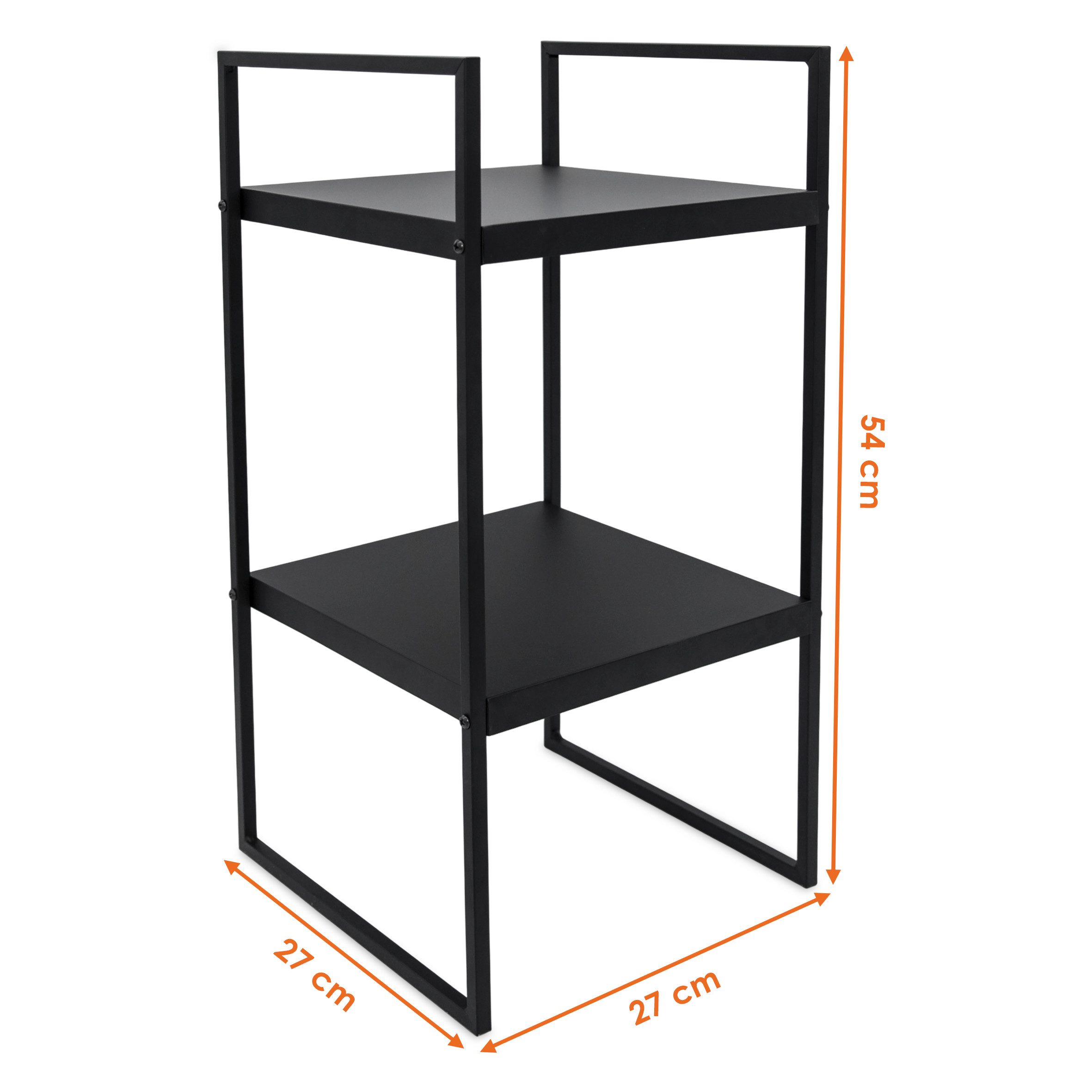 Spetebo Standregal Metall Standregal schwarz offen mit 2 Fächern - 54 x 27 cm, Anzahl 1-tlg., zwei praktische Ablagen – Bild 2 von 5