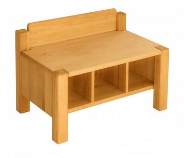 BioKinder - Das gesunde Kinderzimmer Kindersitzgruppe Robin, Set Hänge-Garderobe 60 cm und Kindergartenbank 60 cm, Erle