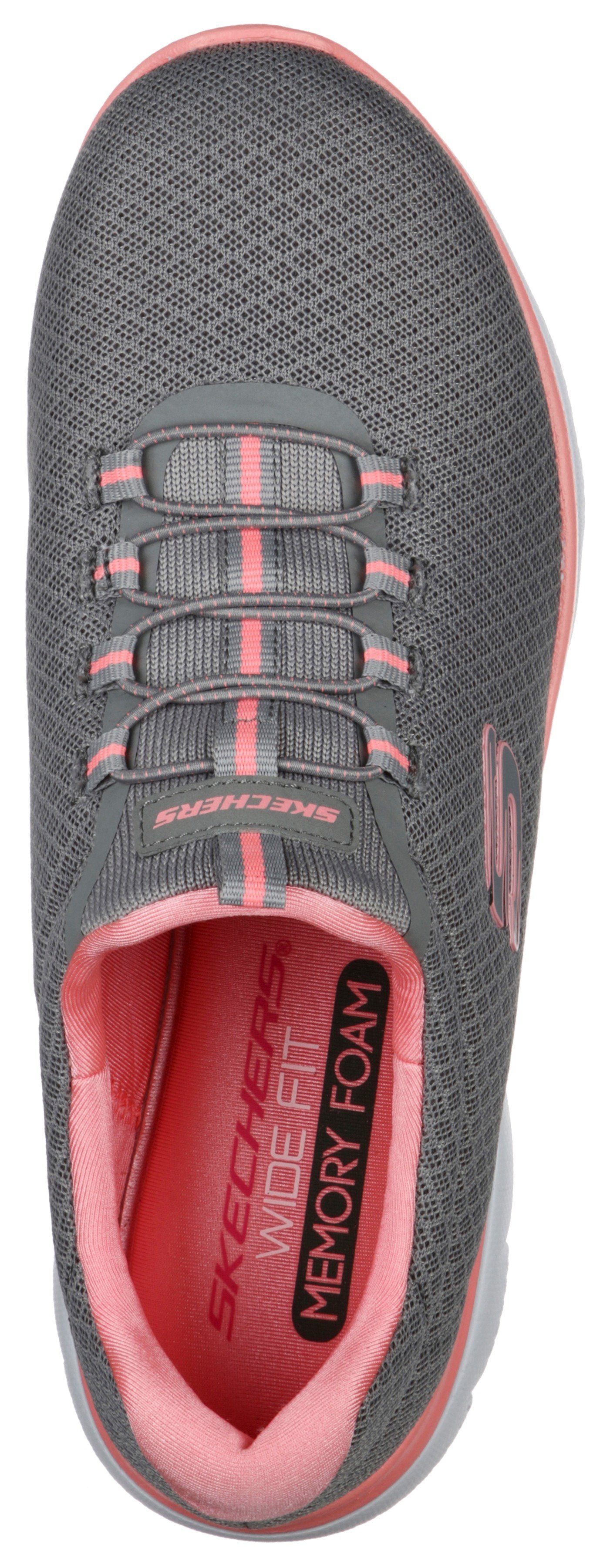 grau-rosa mit SUMMITS dezenten Sneaker Slip-On Skechers Kontrast-Details