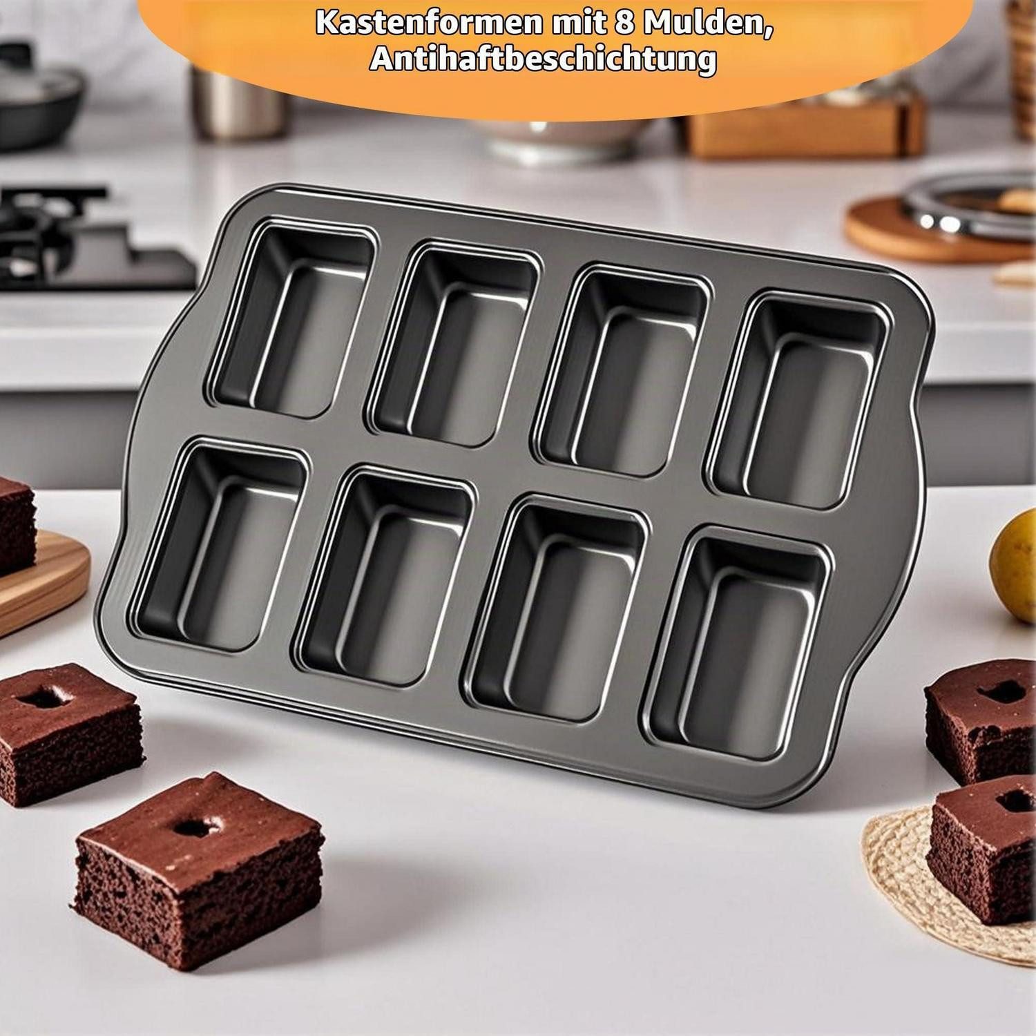 LuxusKollektion Kastenform Mini Kuchenbackform 8er Rechteck Antihaft, (8-tlg)