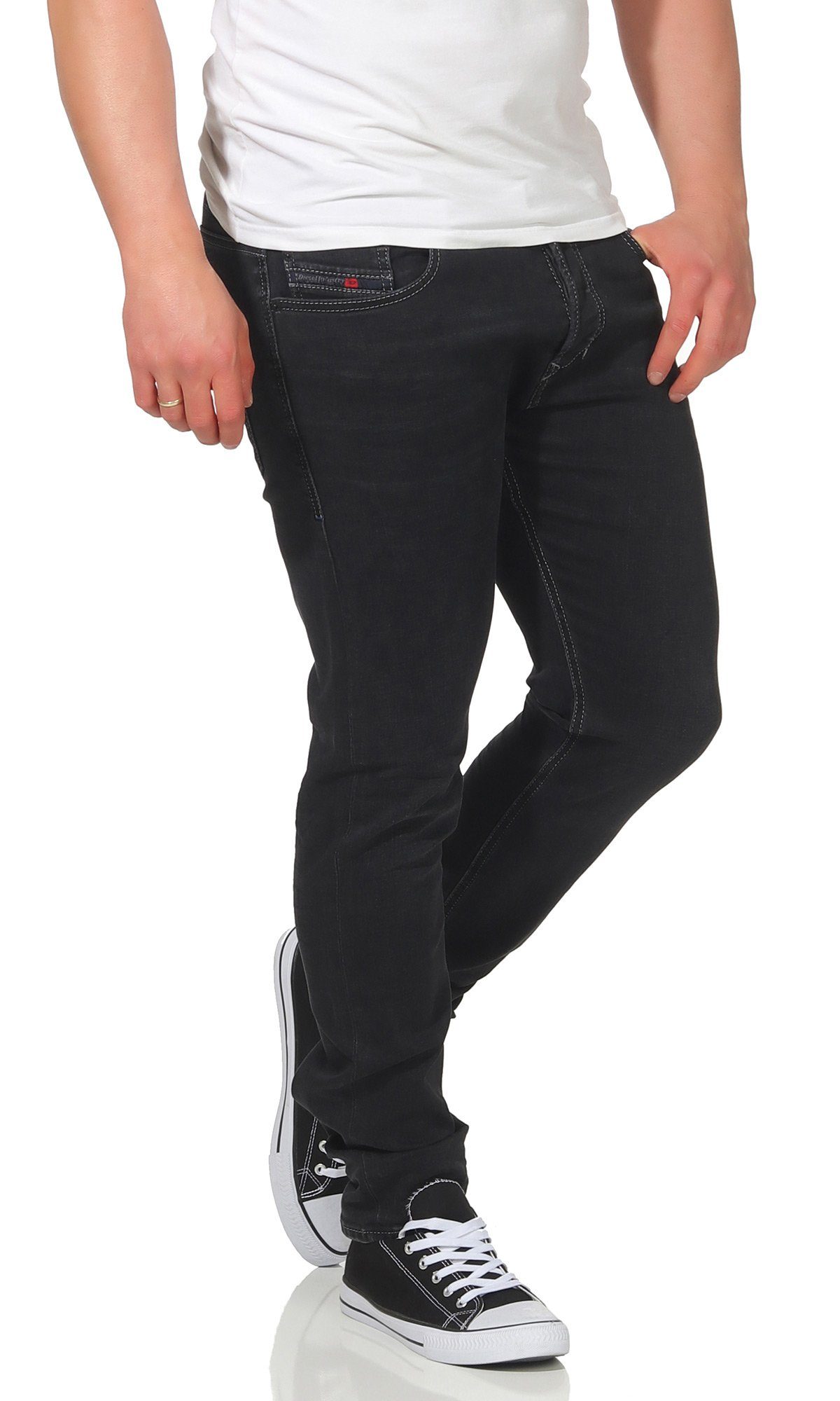 Diesel Röhrenjeans Regular 084HQ 5-Pocket Jeans Waist, Herren Diesel anthrazit Stretch Anteil mit Tepphar Sytle