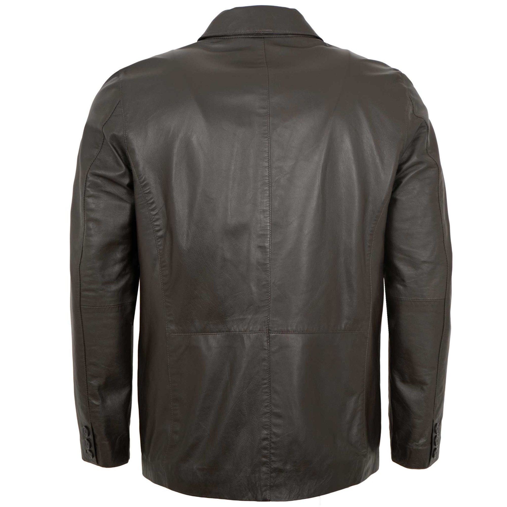 Maddox Lederjacke Claudio MADDOX - Herren Lederjacke Sakko Lammnappa dunkelbraun