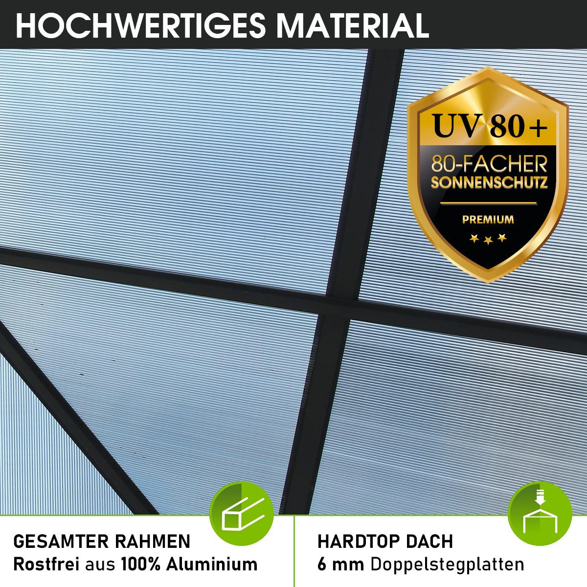 BRAST Pavillon Aluminium Pagode 4x4m inkl. Moskitonetz, festes Dach wasserdicht UV-Schutz – Bild 5 von 5