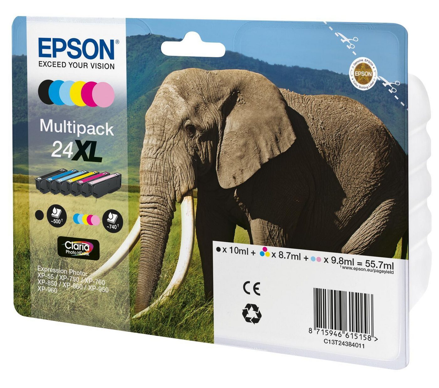 Thumbnail - Epson Epson 24XL Elefant Druckerpatronen 6er MultiPack Tintenpatrone