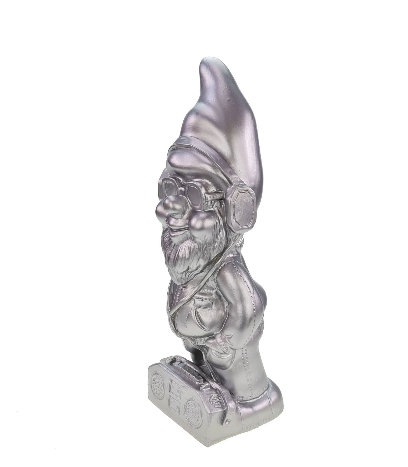 Kremers Schatzkiste Gartenzwerg Gartenzwerg Cool Silber Edition 34 cm PVC Zwerg Garten Zwerg Figur