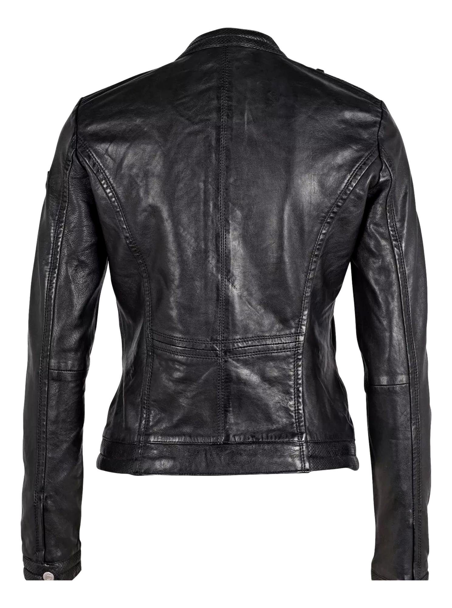 Kragen, Bereichen Bikerjacke Nation Freaky Gipsy perforierten Ärmelbund Lederjacke und Mit • GWJodie LAVIV Jacken- am •