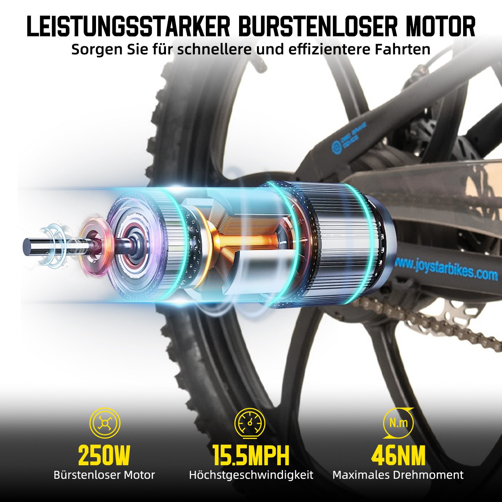 HILAND E-Bike E-Mountainbike 20 Zoll 24V 250W, Einheitsreifen & entnehmbarer Akku, Heckmotor, 124,8 Wh