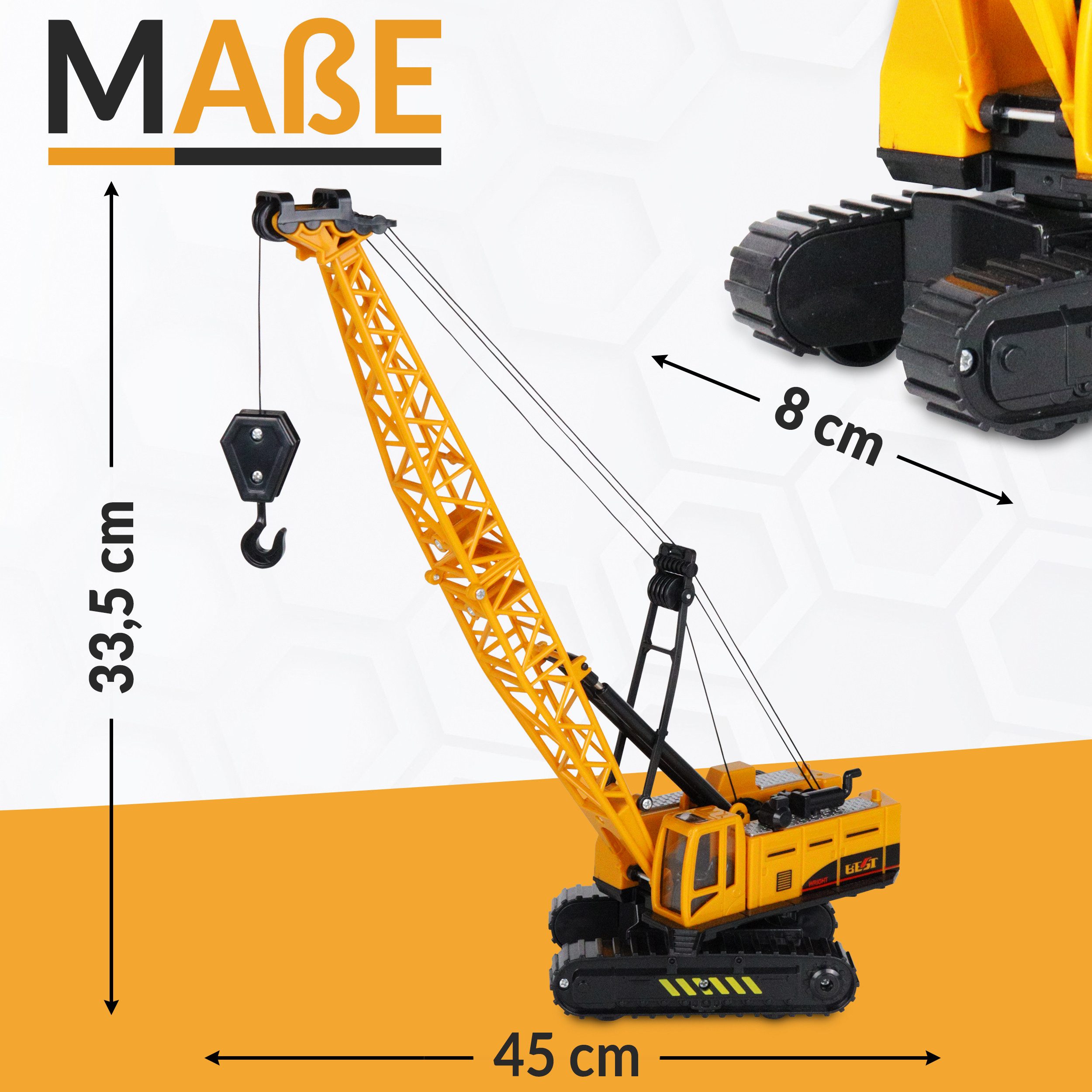 Oramics Spielzeug-Kran Raupenkran Baustellenfahrzeug Spielzeugauto Spielzeu günstig online kaufen