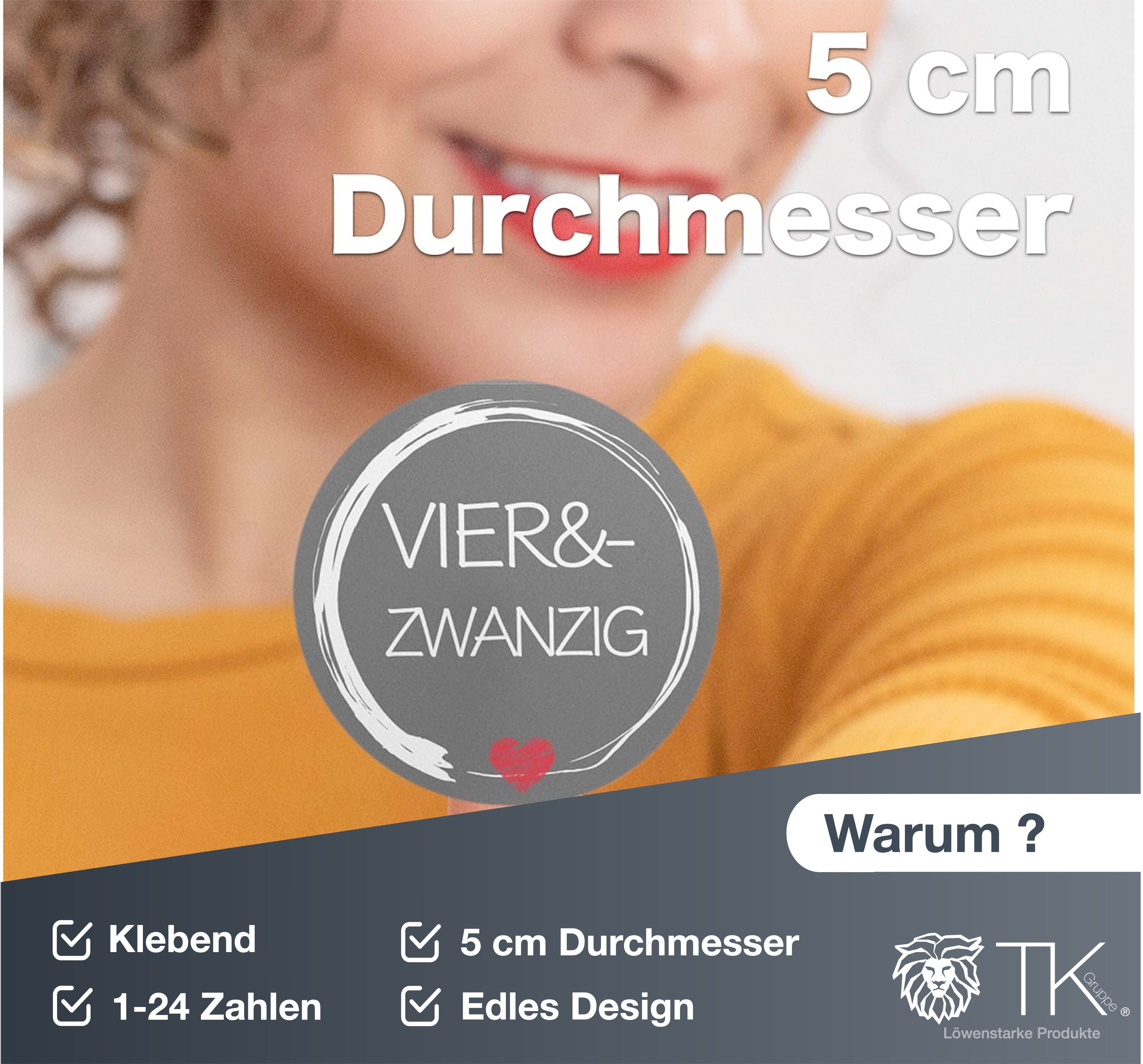 Weihnachtswunder® Sticker 24x Adventskalender Aufkleber Sticker Zahlen 1-24 selbstklebend ED.1, (Set), ø 5 cm