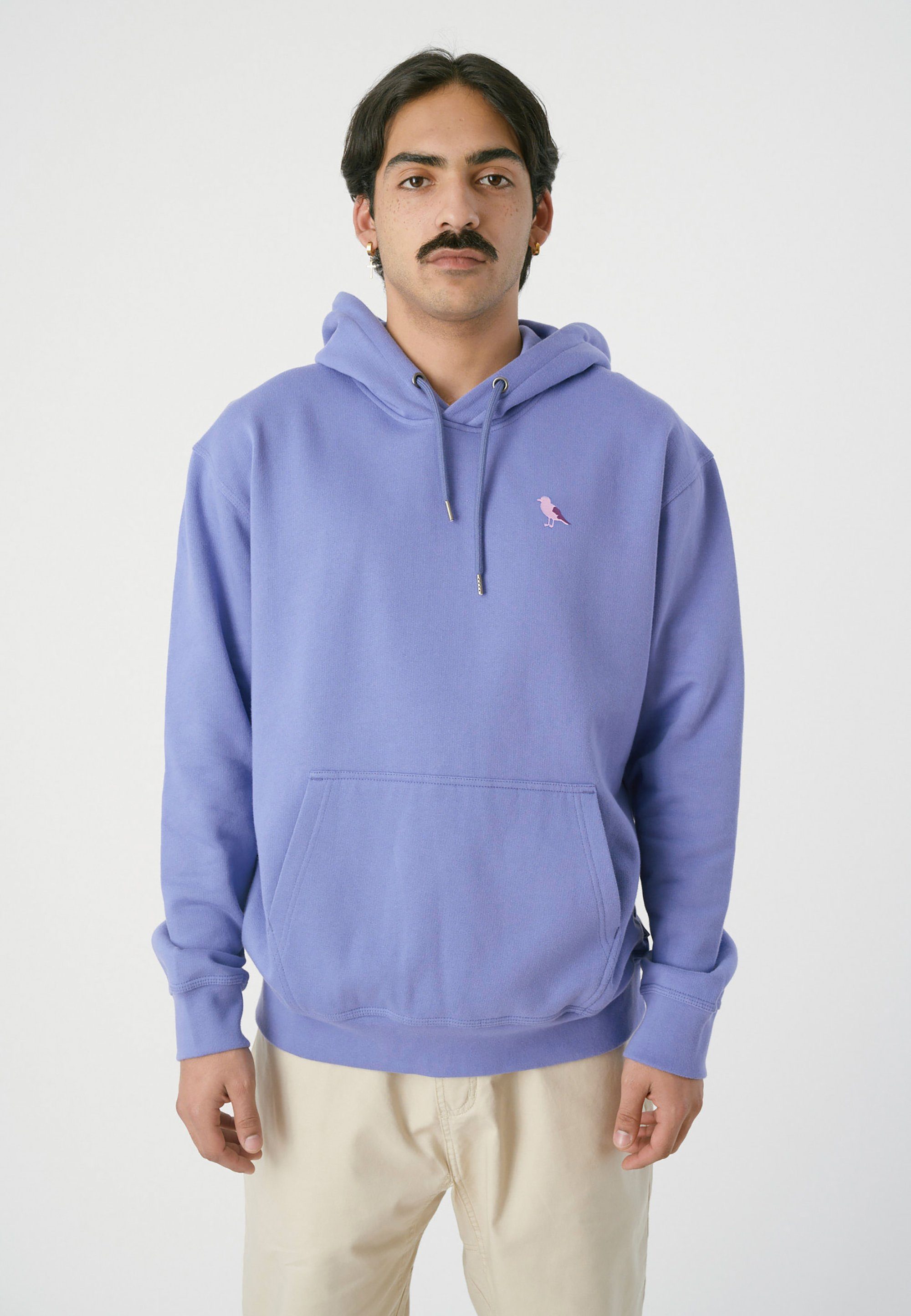 Cleptomanicx Kapuzensweatshirt Embro Gull Mono mit kleiner Logostickerei
