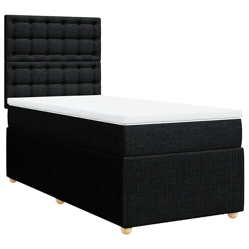 vidaXL Bett Boxspringbett mit Matratze Schwarz 90x200 cm Stoff
