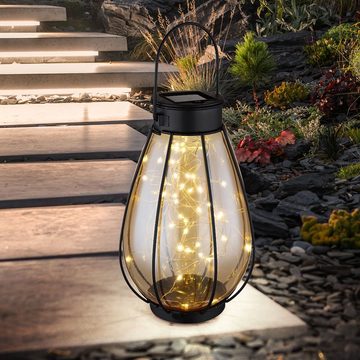 Globo LED Solarleuchte, LED-Leuchtmittel fest verbaut, Warmweiß, Solarleuchte Gartendeko Außenlampe Laterne LED Lichterkette Glas