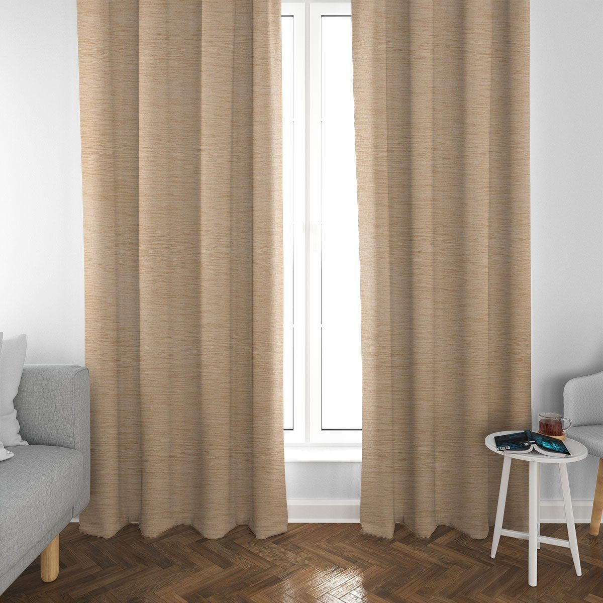 SCHÖNER LEBEN. Vorhang SCHÖNER LEBEN. Thermovorhang sand beige 245cm, Smokband, abdunkelnd, Kunstfaser, handmade