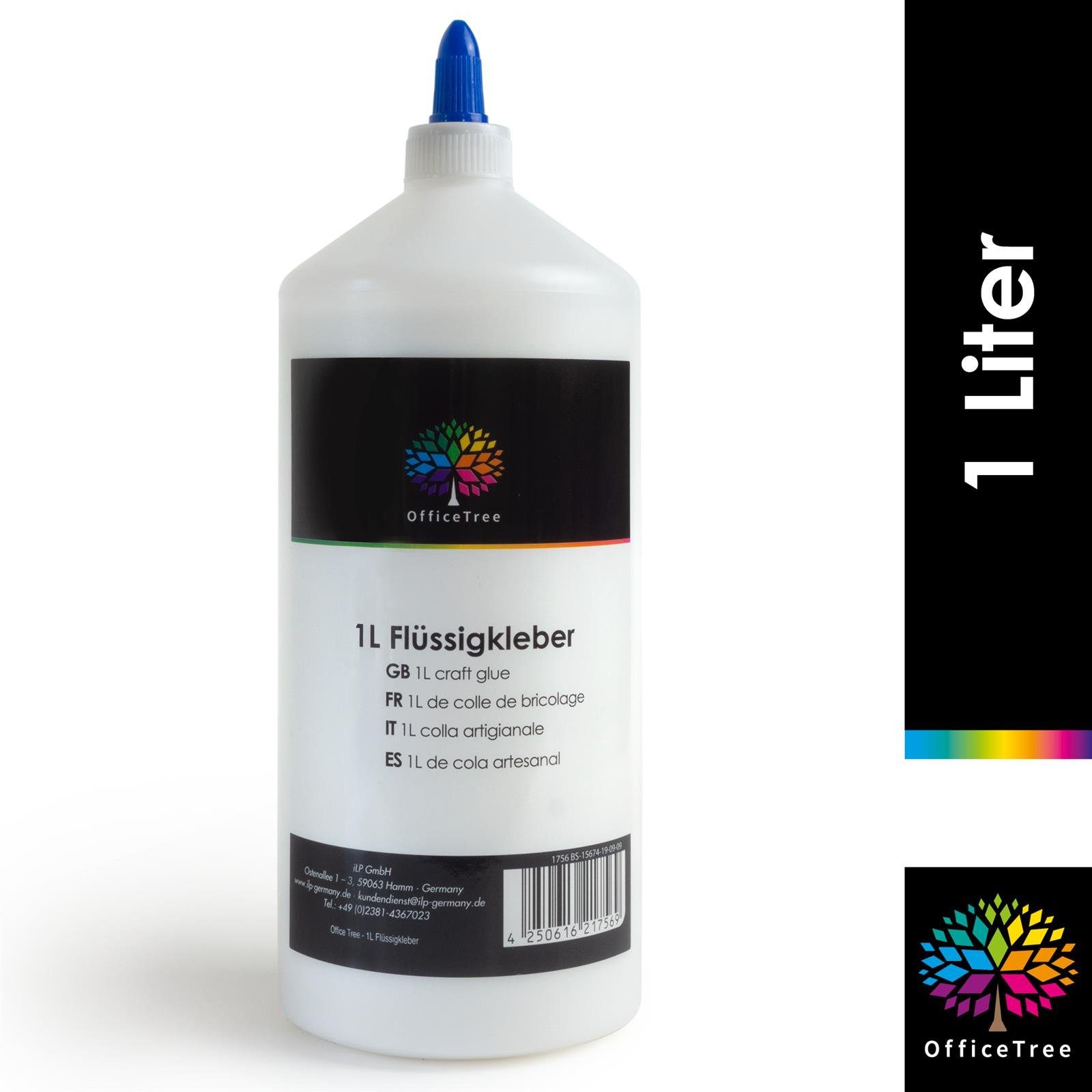 OfficeTree Wok OfficeTree Bastelkleber 1 Liter - Transparent Trocknend, (Set)