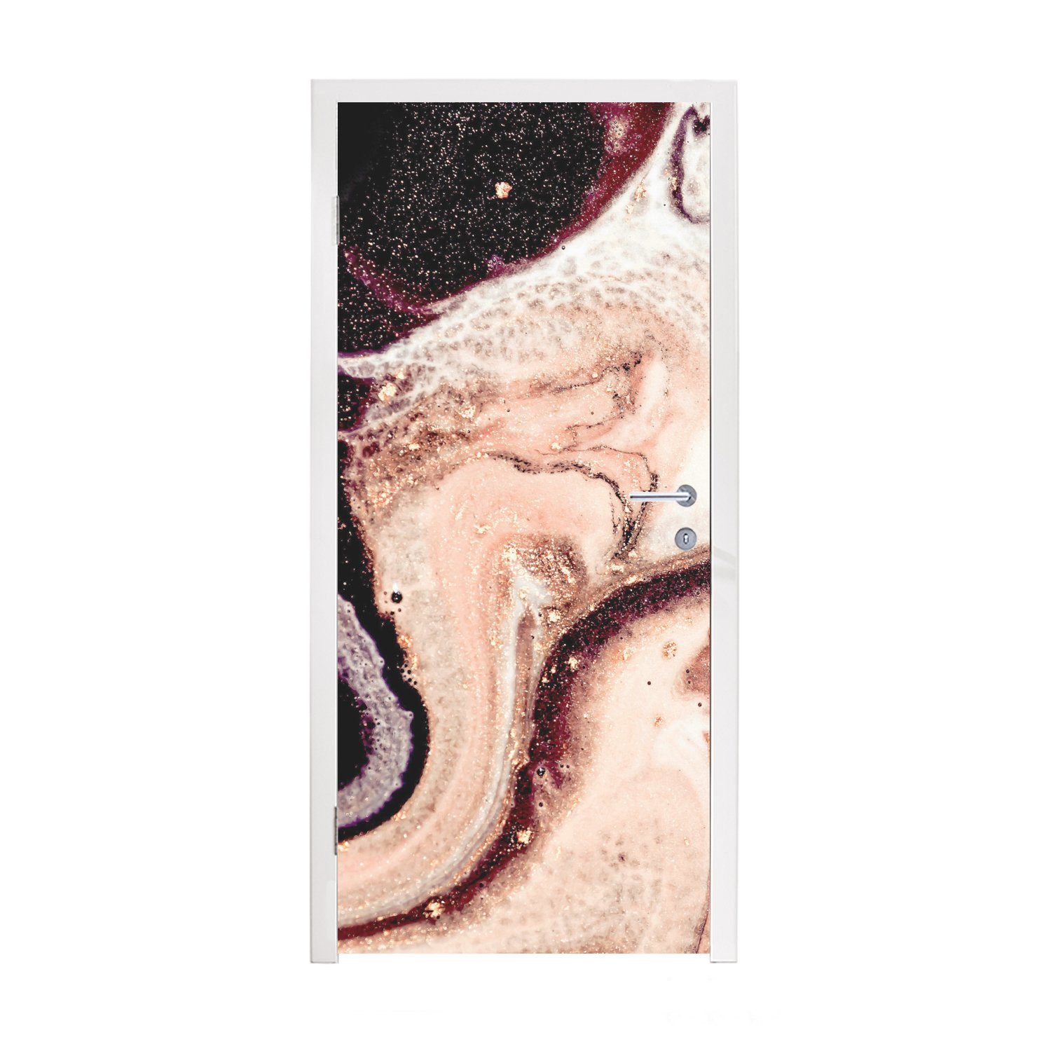Mineralien 75x205 Tür, für - Naturstein, bedruckt, MuchoWow Türaufkleber, St), (1 cm Fototapete Marmor Türtapete - Matt,