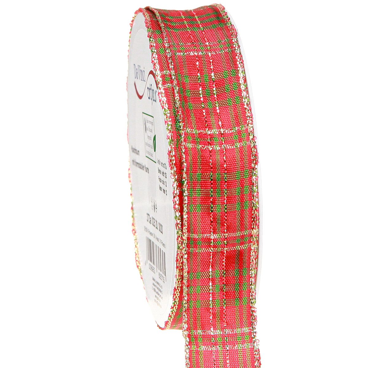 Dekoband Weihnachtsband Rot Grün Gold kariert Dekoband 25mm 20m