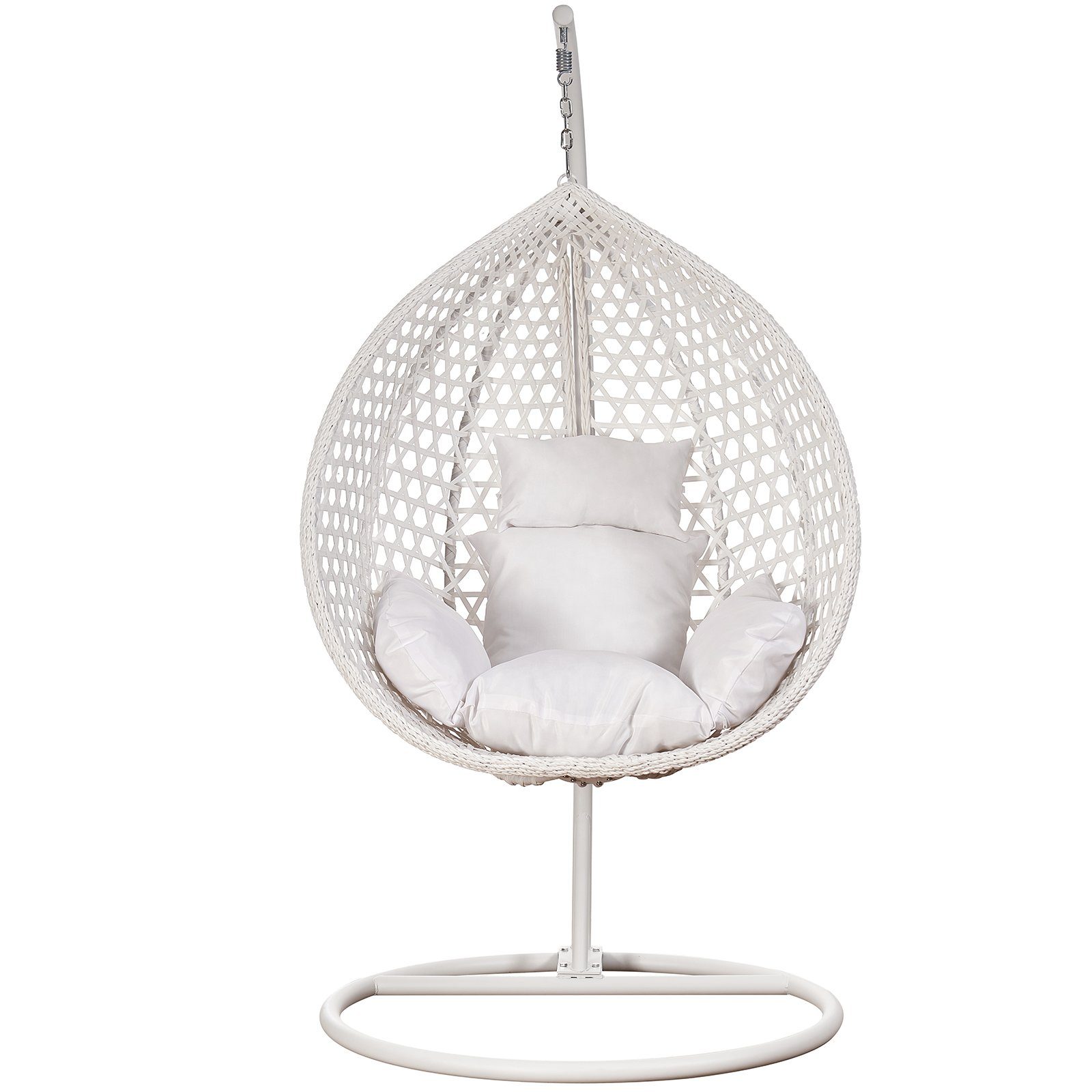 RAMROXX Hängesessel Luxus Style XXL Rattan Korb und Gestell Weiss mit Relax günstig online kaufen