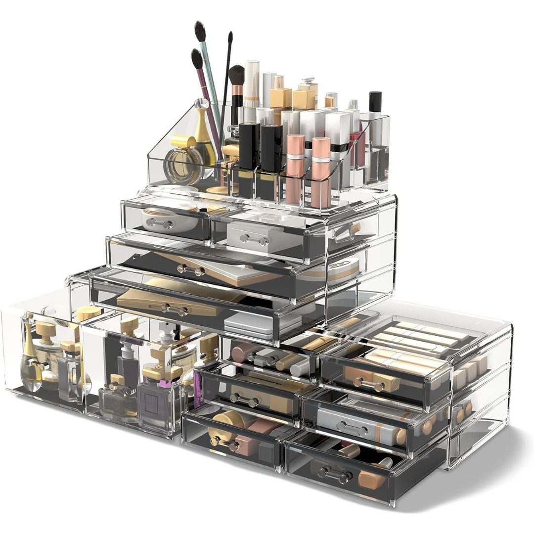 Badaccessoire-Set XL Transparent Makeup Organizer 4 Lagen Schminkaufbewahrung