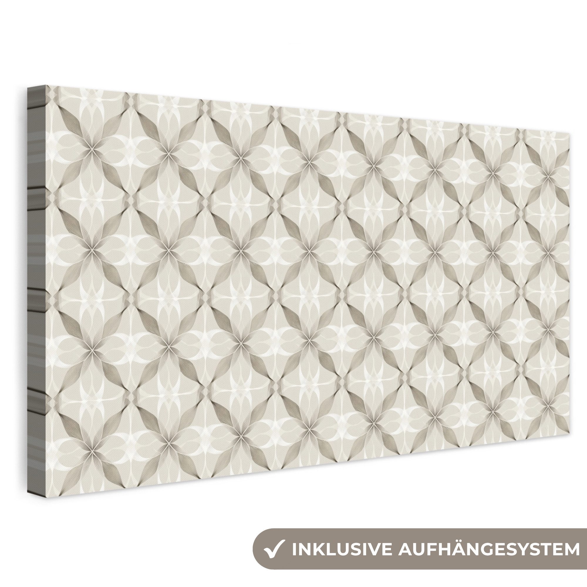 OneMillionCanvasses® Leinwandbild Panorama Grafik - Muster - Grau, Fotodruck (1 St), Leinwand Bilder für Wohnzimmer Schlafzimmer 60x30 cm