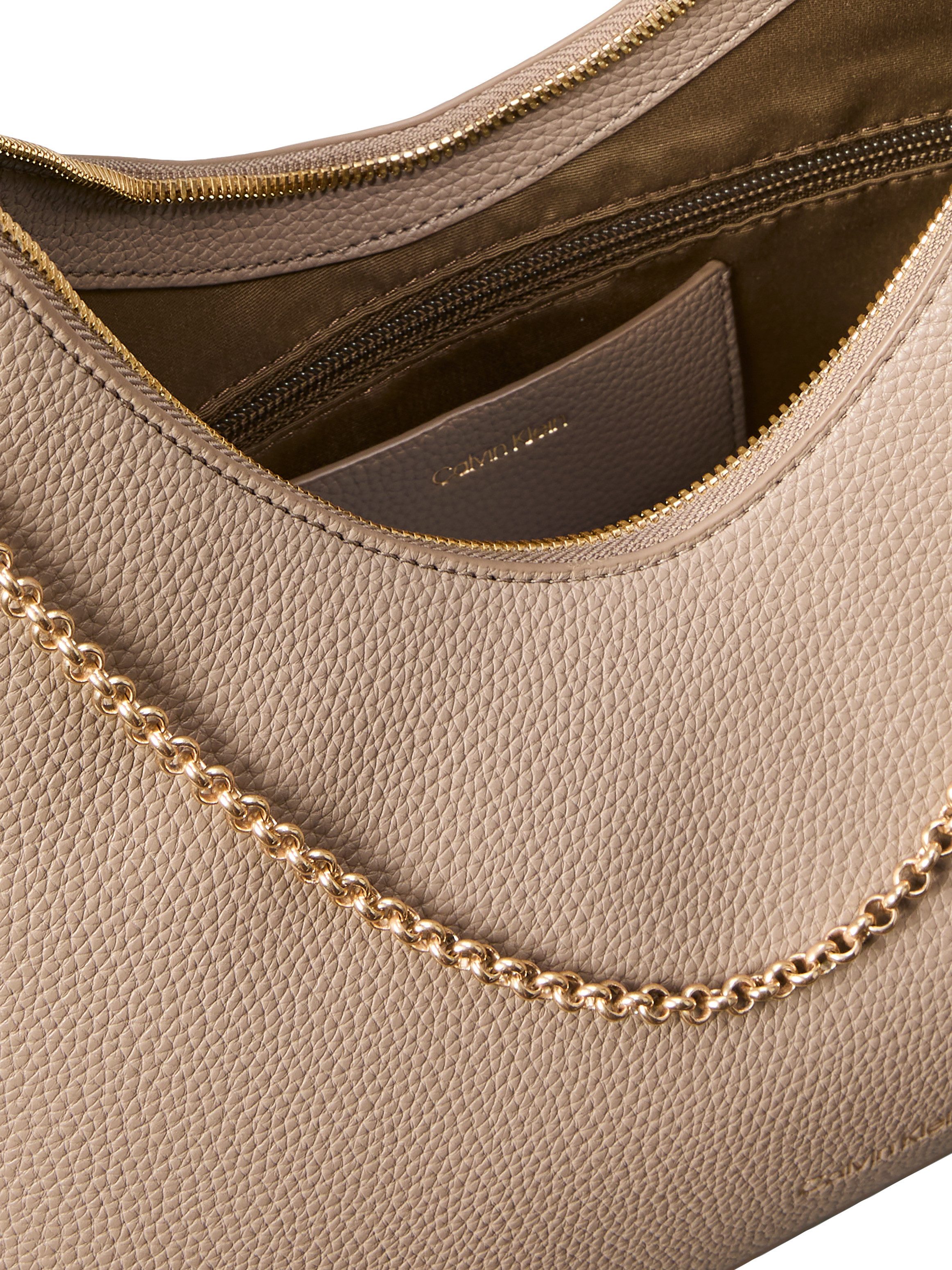 Calvin Klein Schultertasche EMBLEM HW PEBBLE SHOULDER BAG, Schultertasche, Umhängetasche, Hobo Bag mit Logoschriftzug